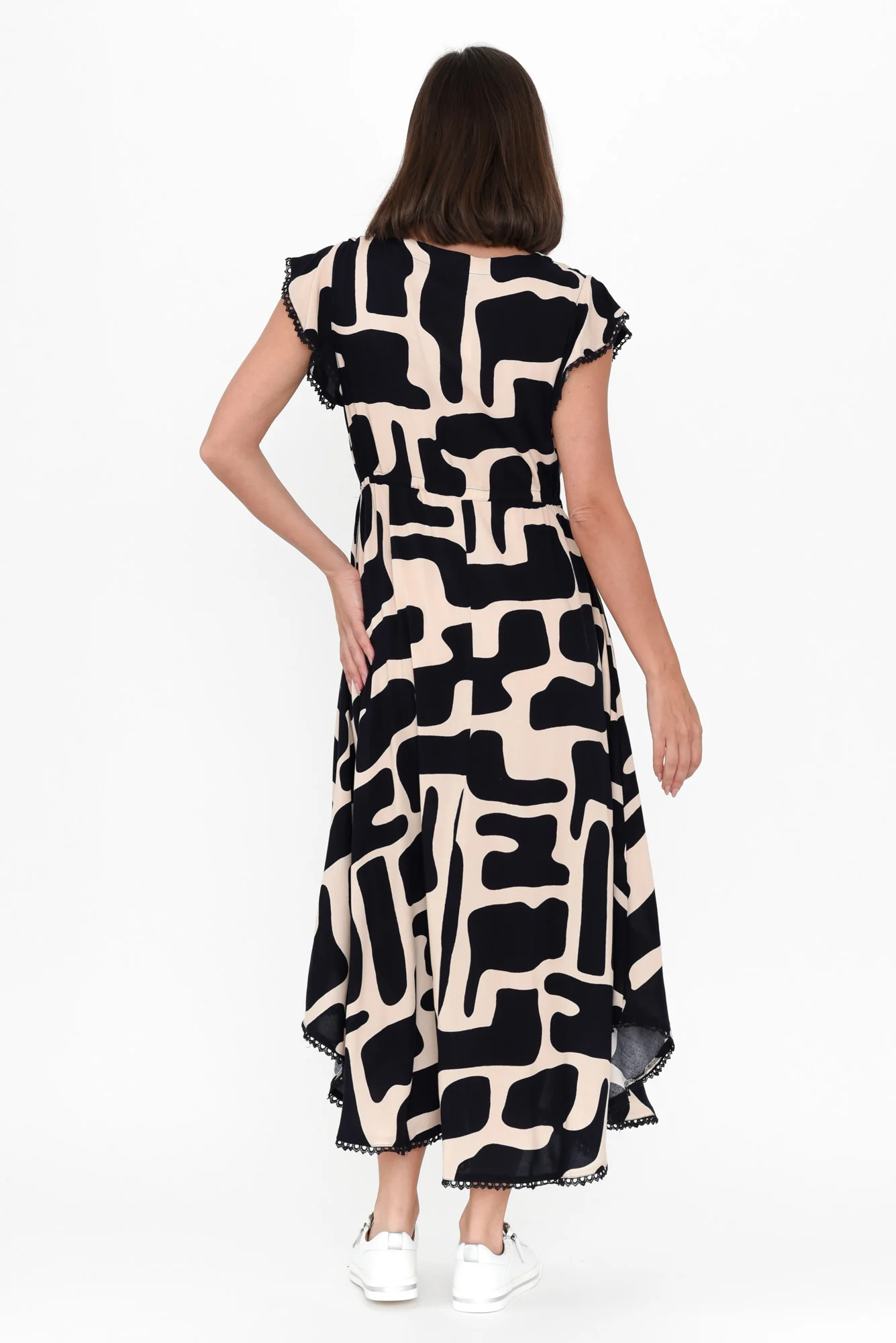 Libby Dark Navy Geo Midi Dress