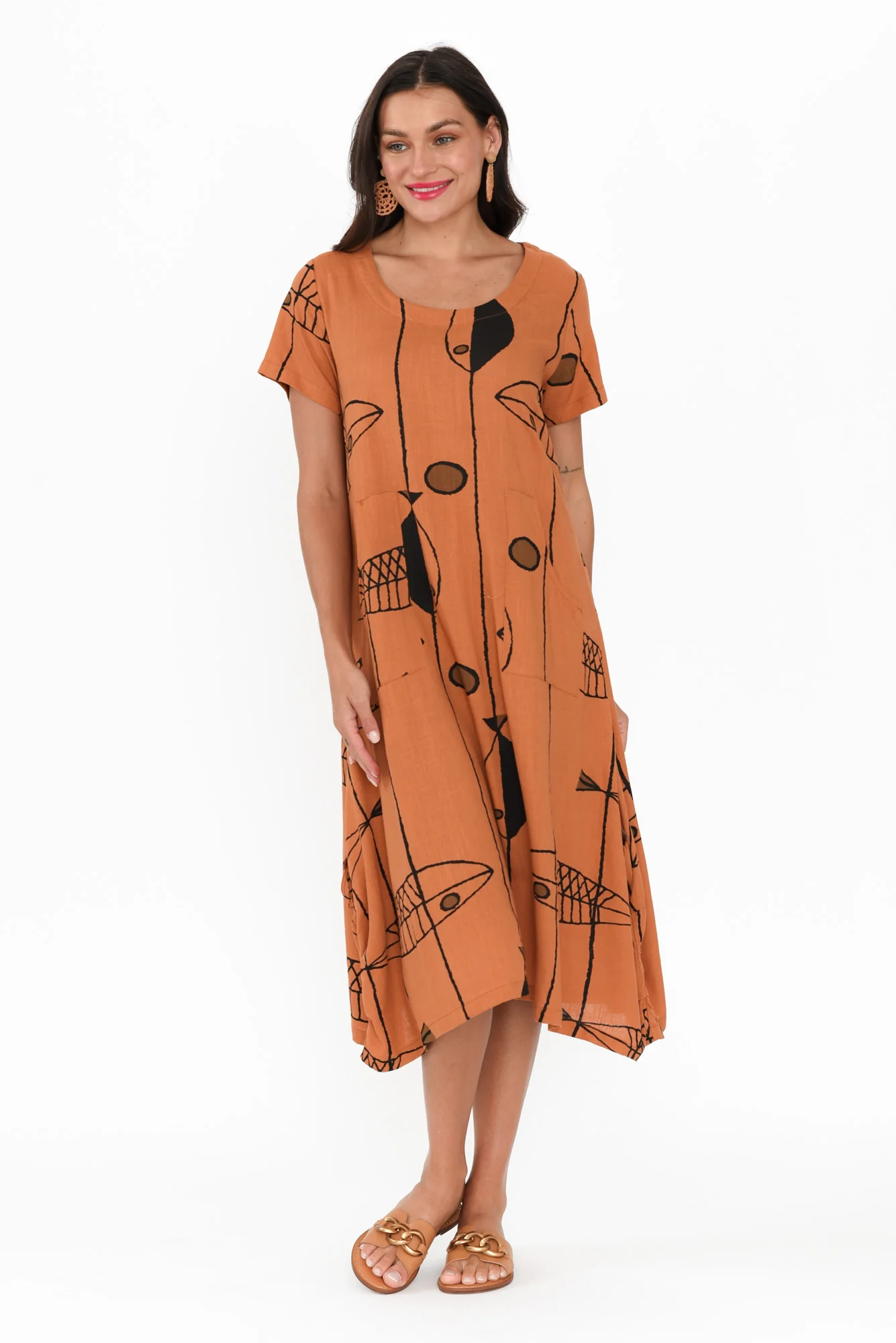 Lula Rust Sea Linen Cotton Dress