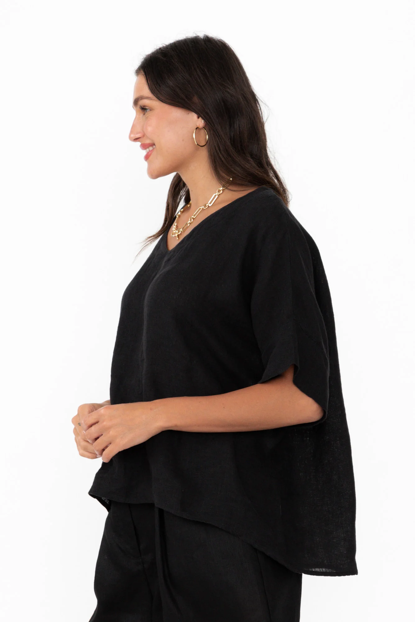 Kiro Black Linen Top