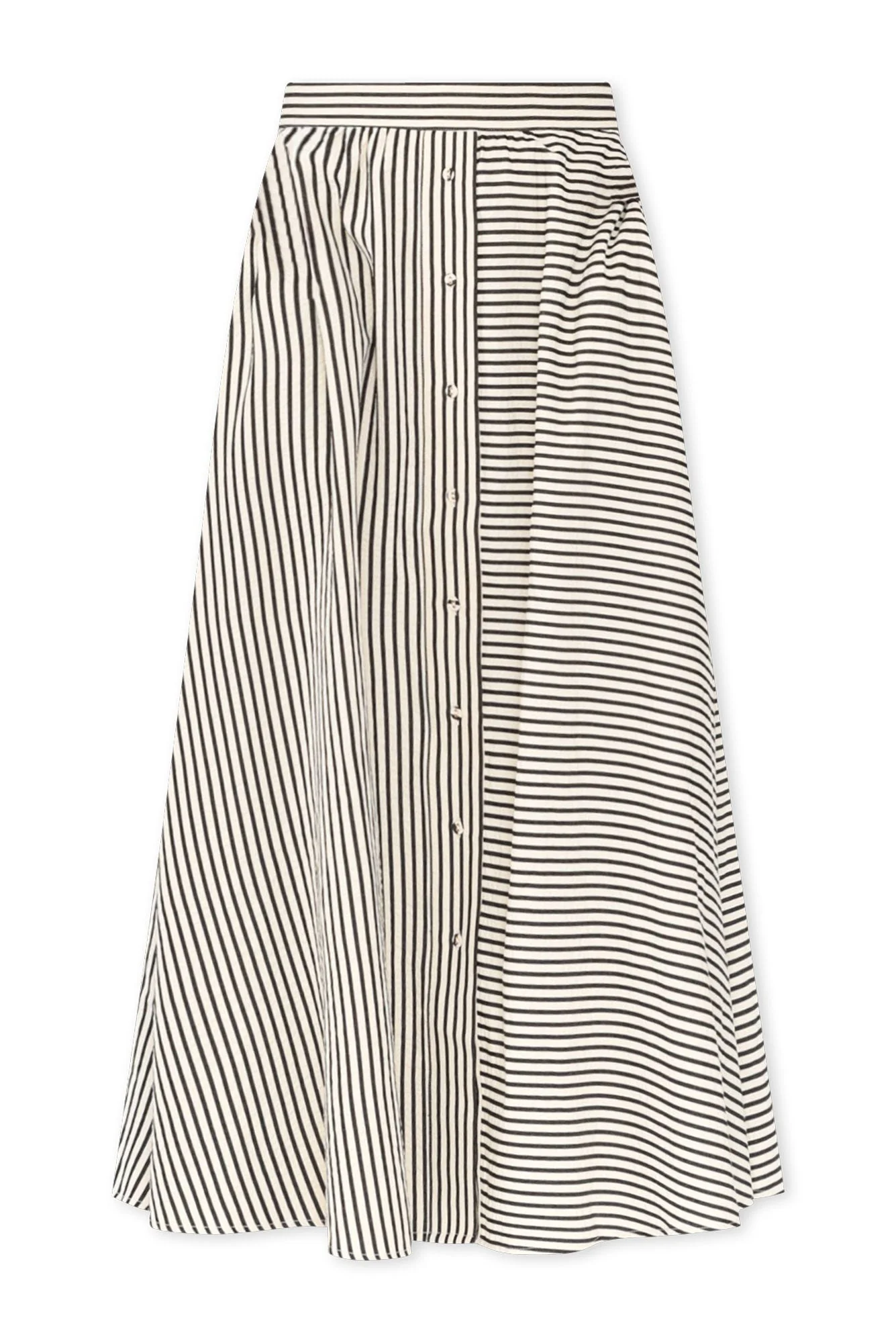 Lucy Black Stripe Button Skirt