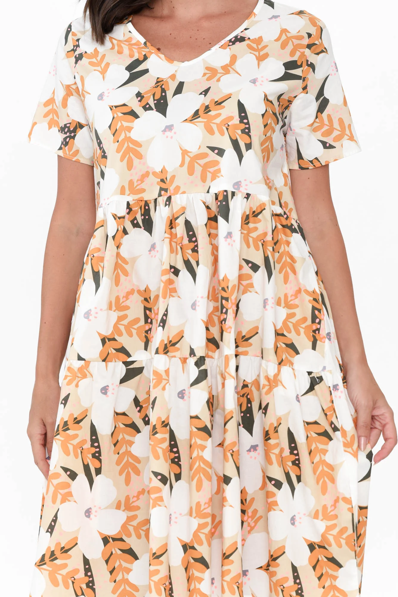 Kienna White Blossom Cotton Poplin Dress