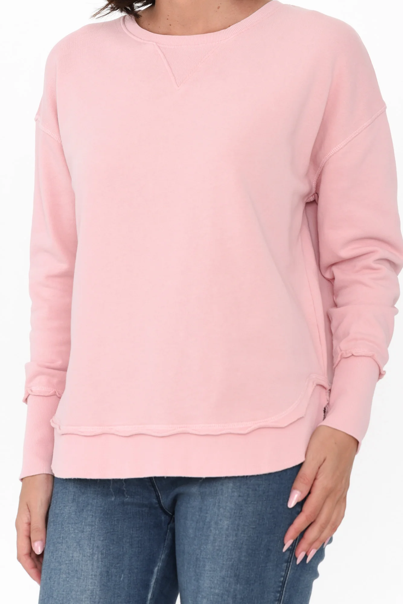 Delilah Blush Cotton Crewneck Jumper