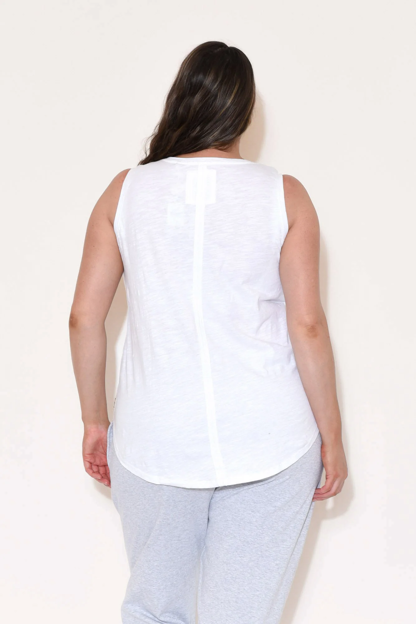 White Cotton Scoop Tank