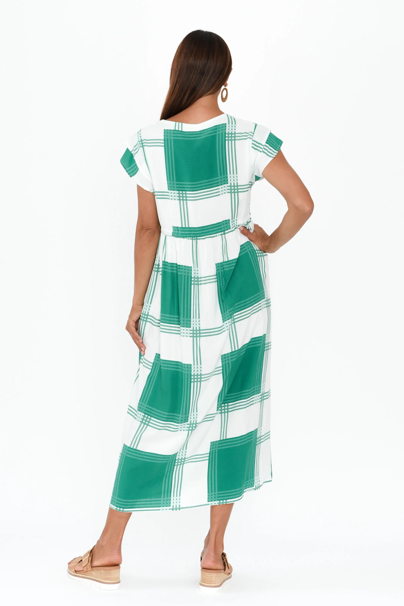 Suzette Green Check Midi Dress