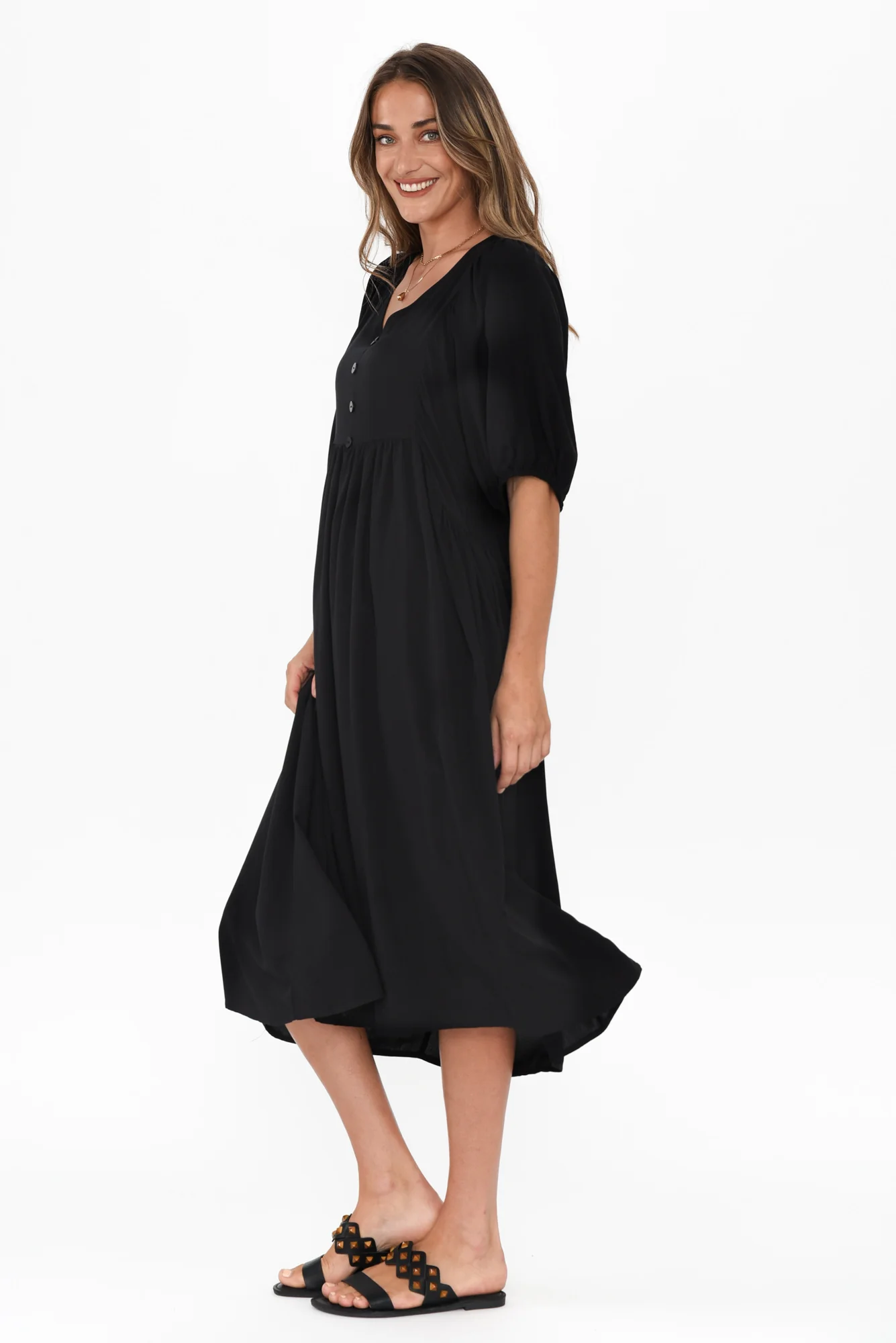 Pansy Black Pocket Dress