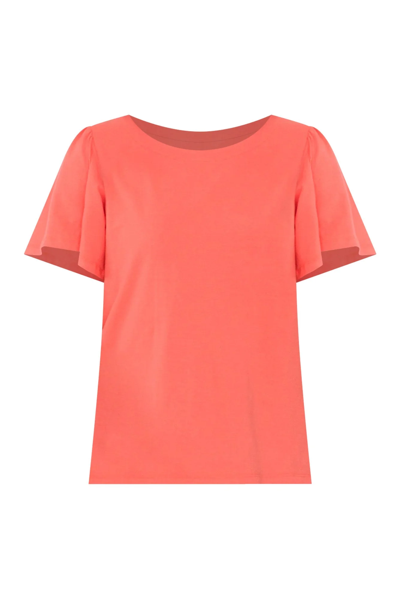 Calgary Coral Cotton Flutter Sleeve Top