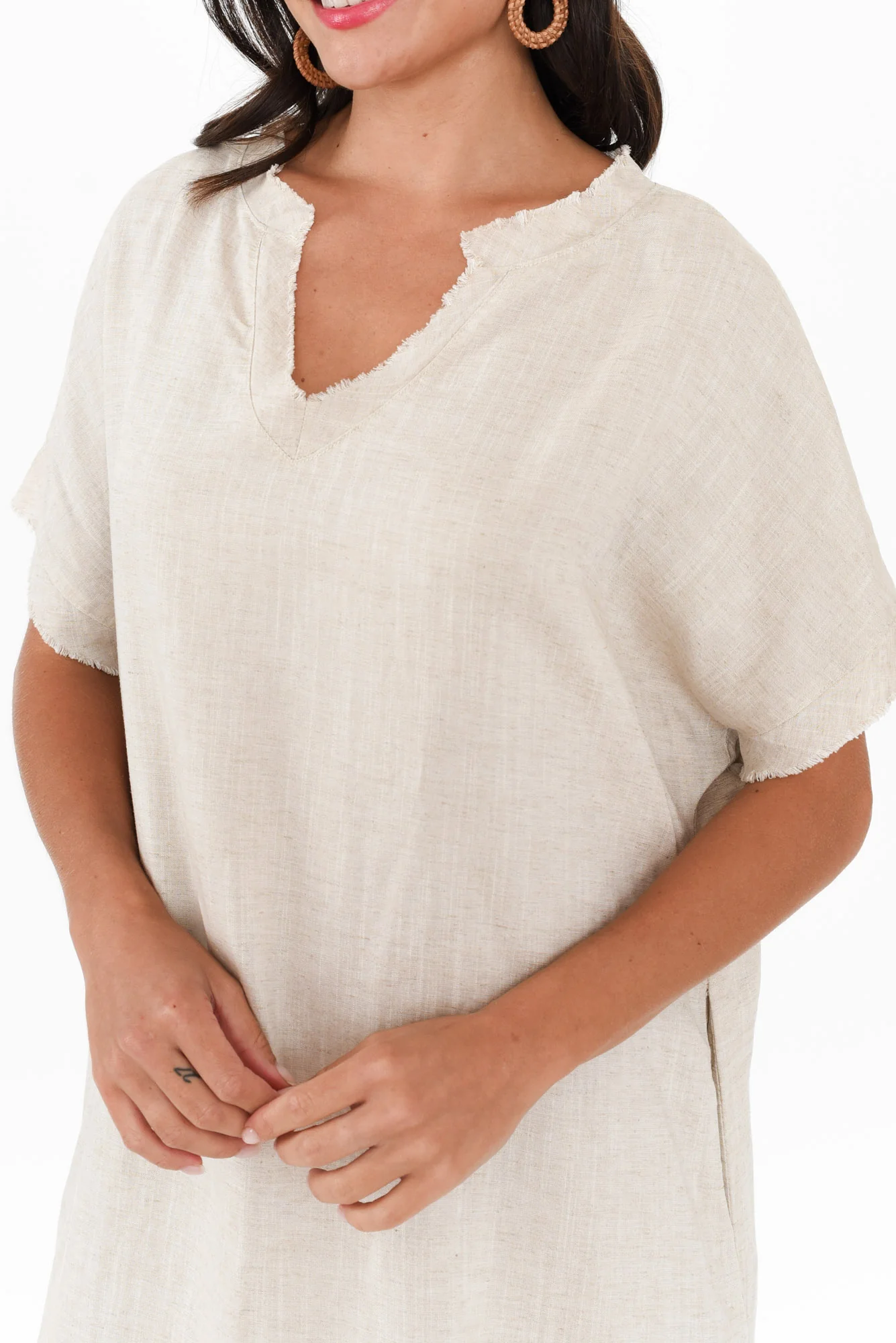 Darlene Beige Linen Blend Dress