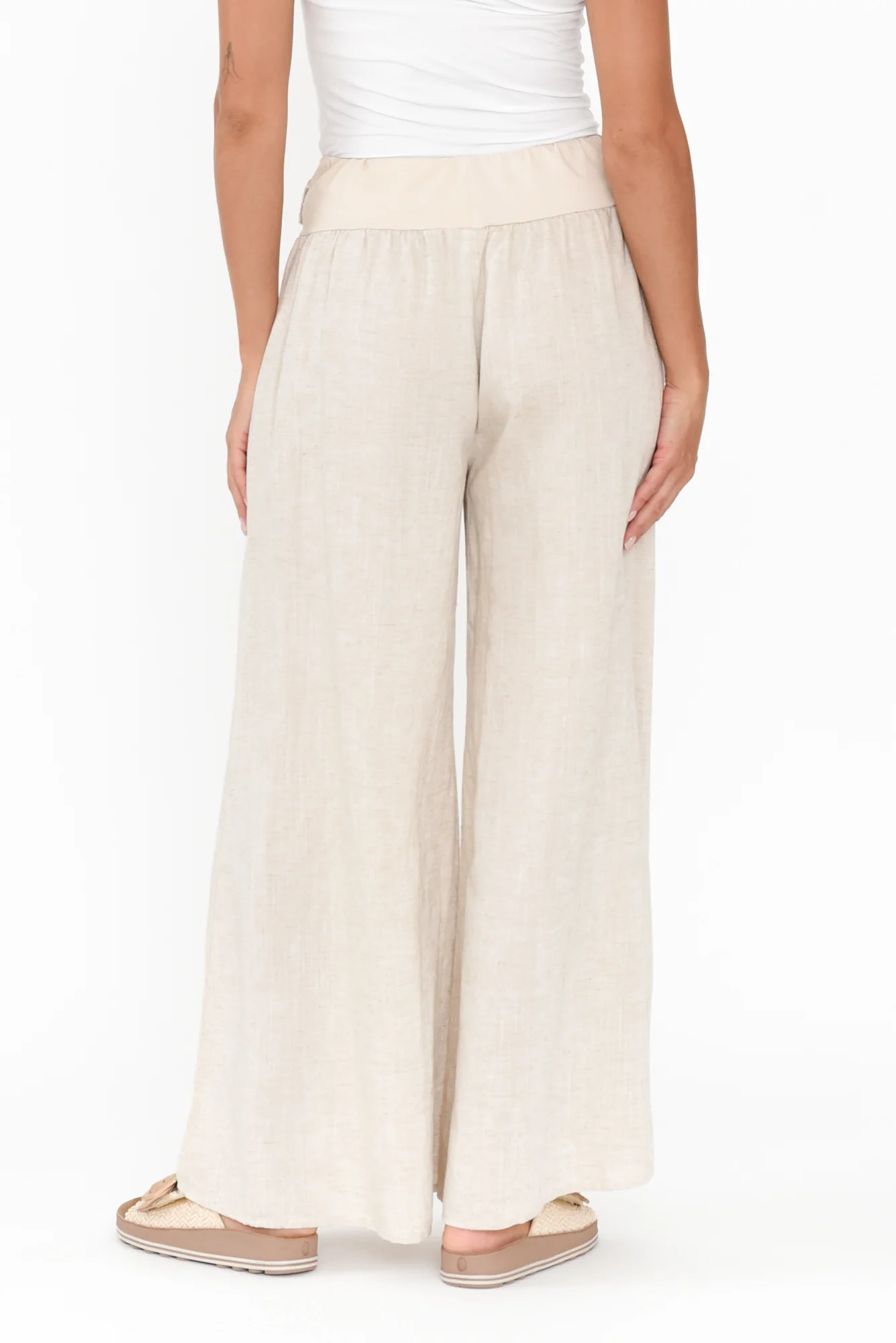 Emeline Beige Linen Blend Pants