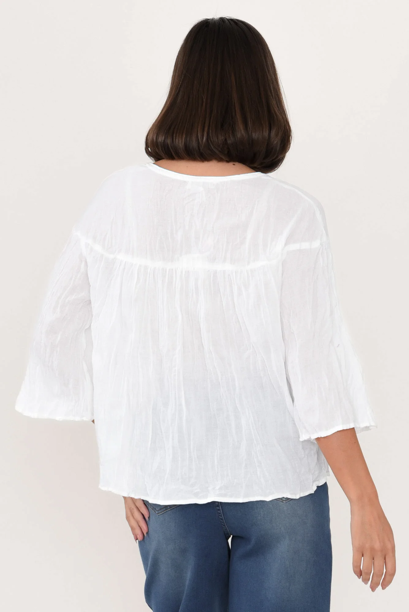 Blaise White Cotton Button Top