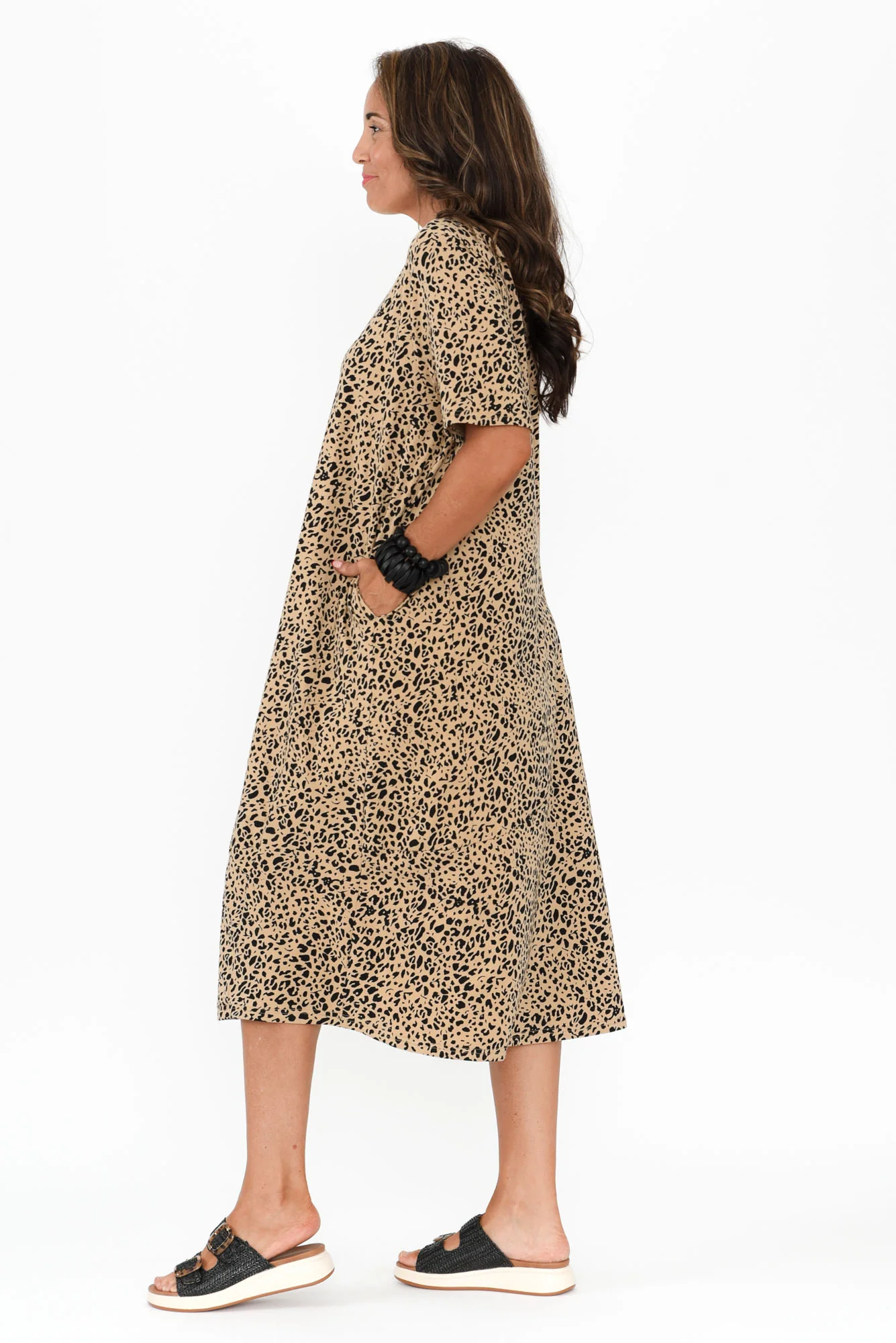 Bronte Brown Leopard Cotton Tee Dress