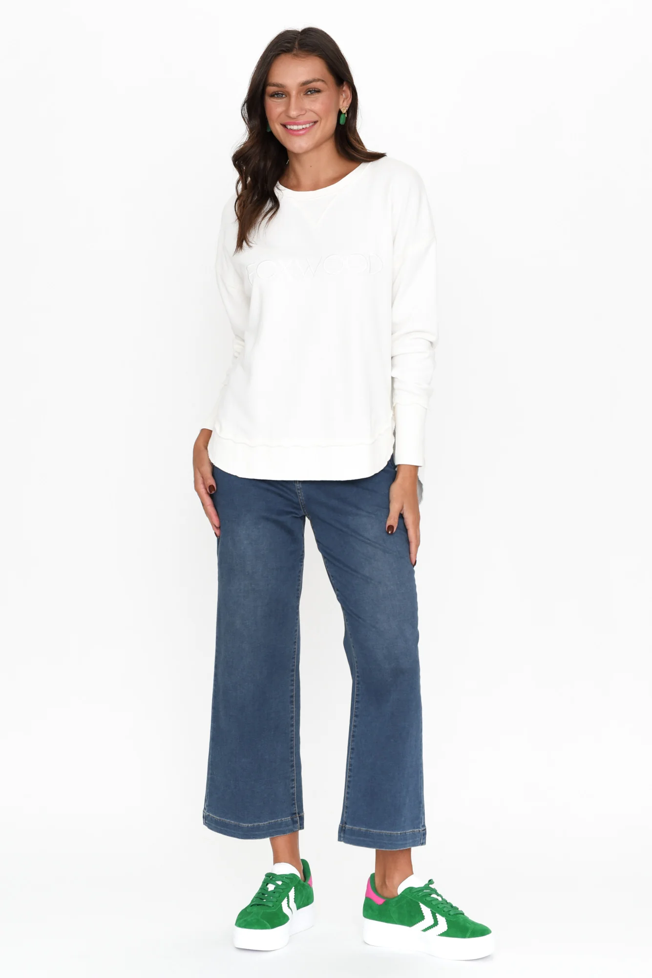 Simplified White Crewneck Jumper