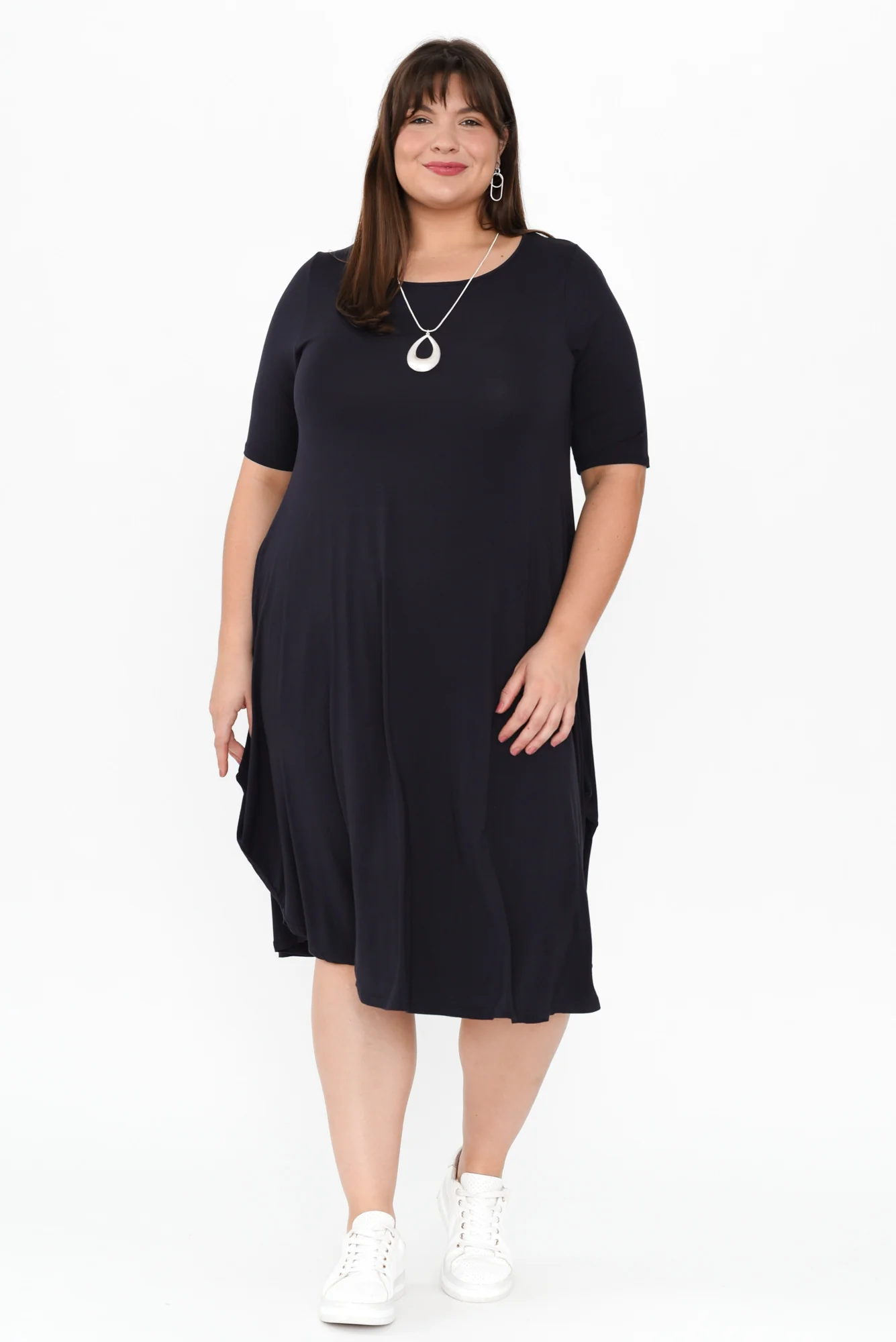 Navy Micro Modal Tri Drape Dress