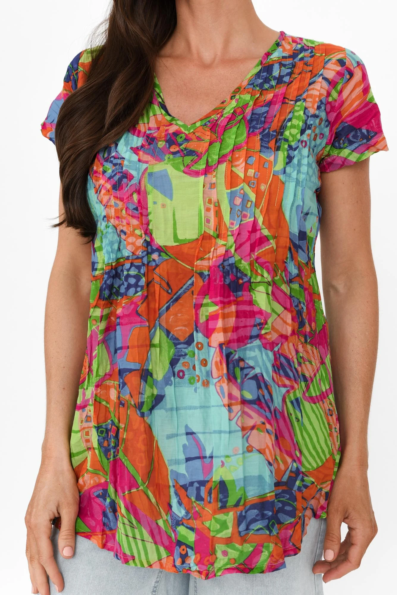 Fia Sky Tropical Crinkle Cotton Top