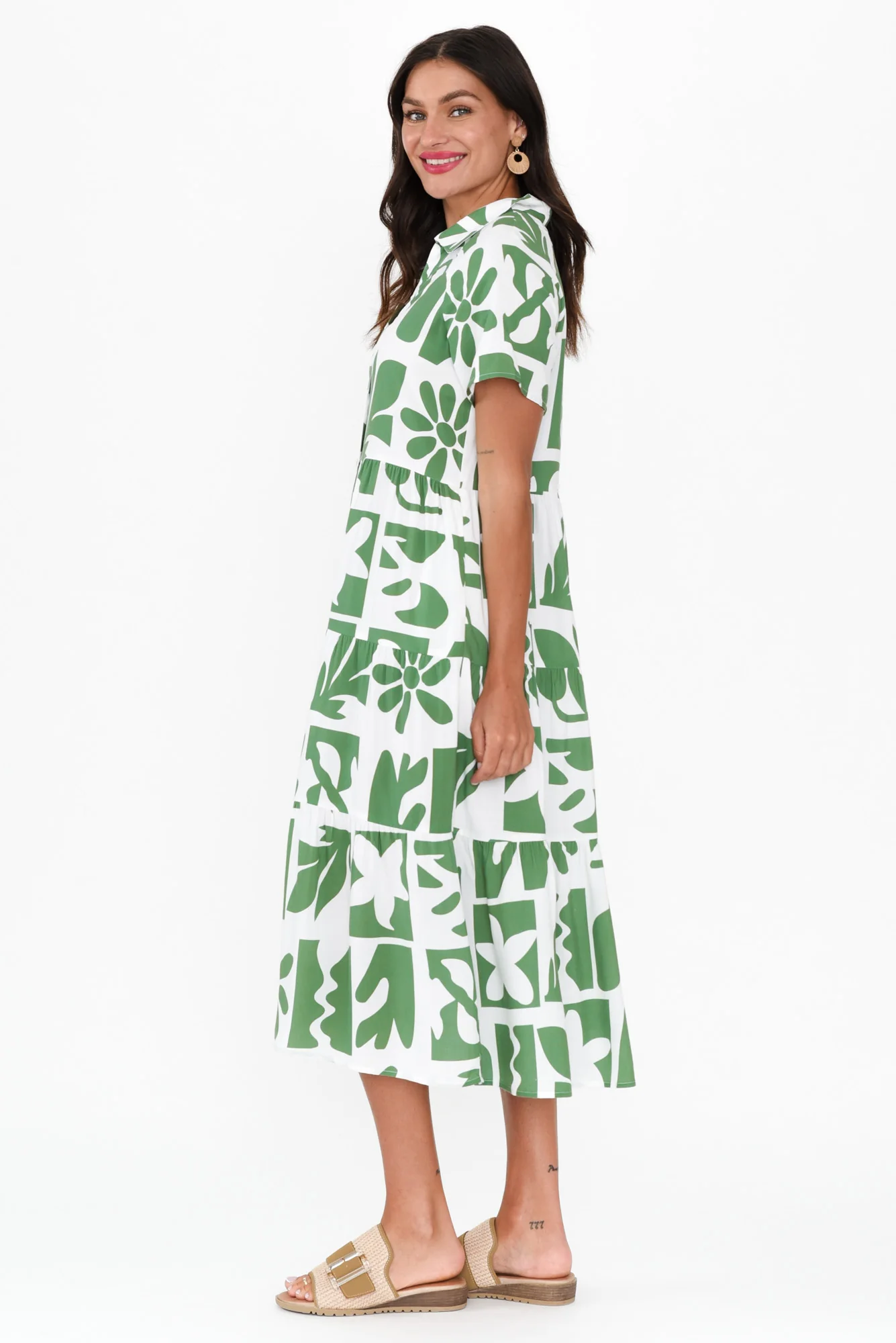Gabi Green Tiered Dress