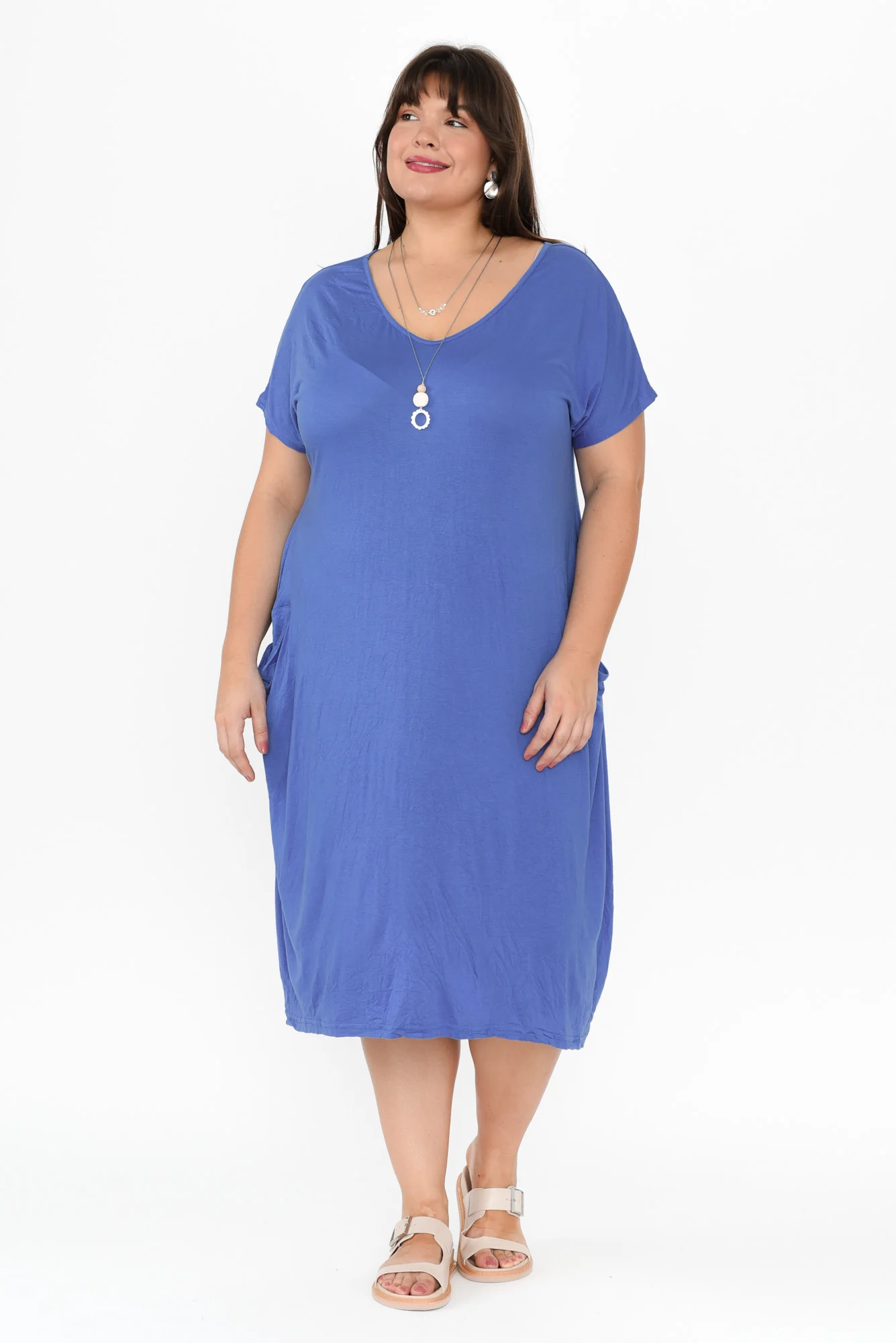 Travel Cobalt Crinkle Cotton Dress