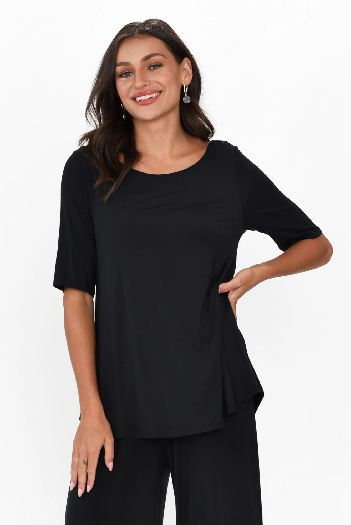 Buttery Black Half Sleeve Tee