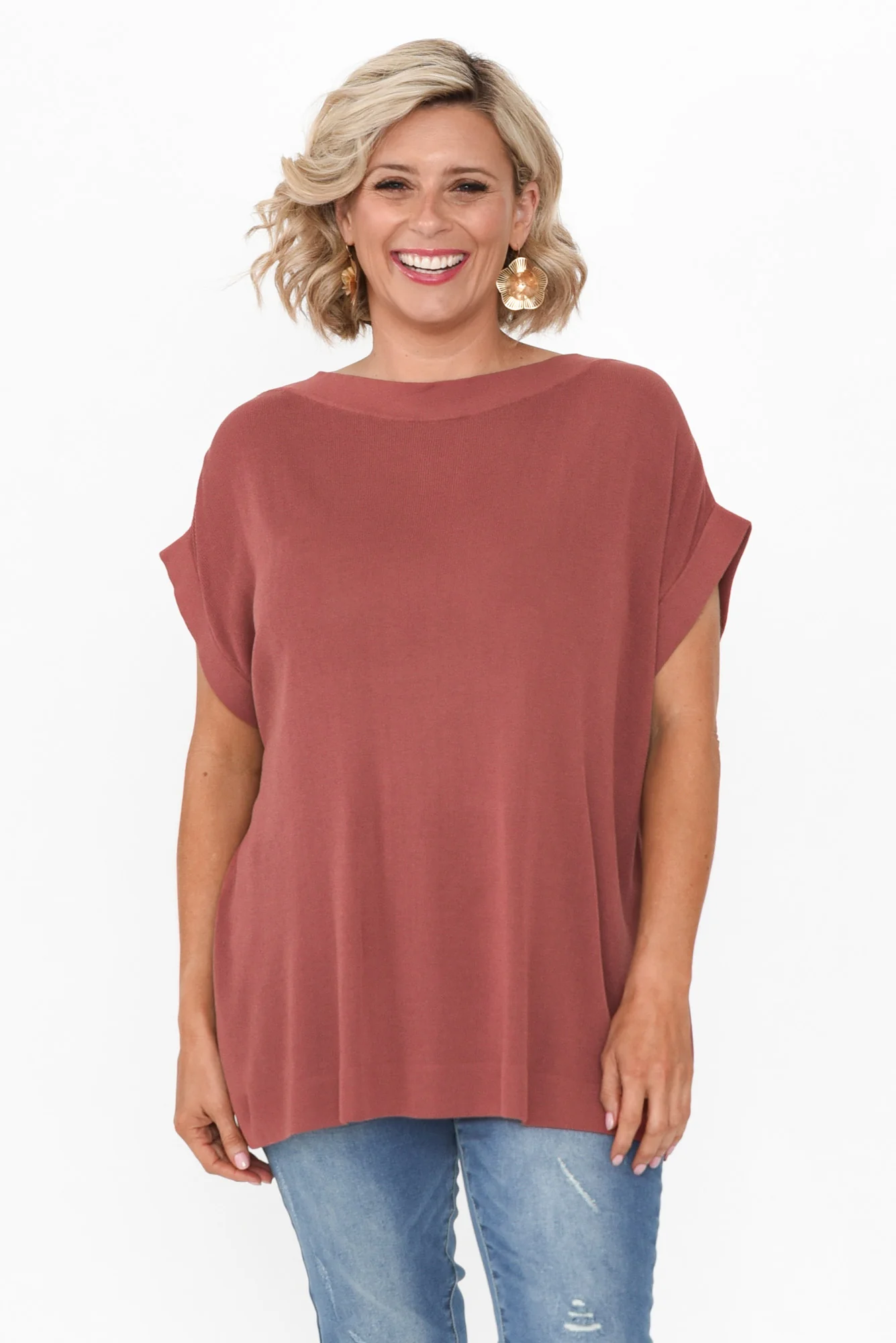 Junos Rust Knit Top