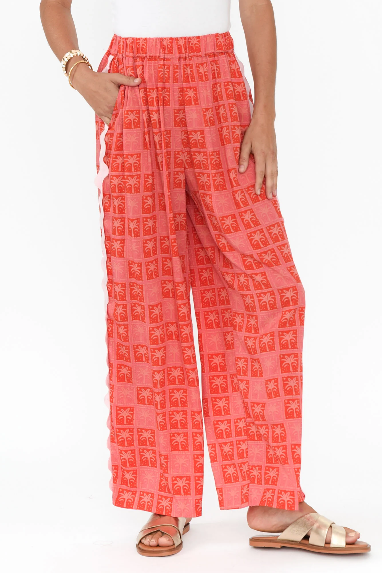 Placida Pink Palm Wide Leg Pants