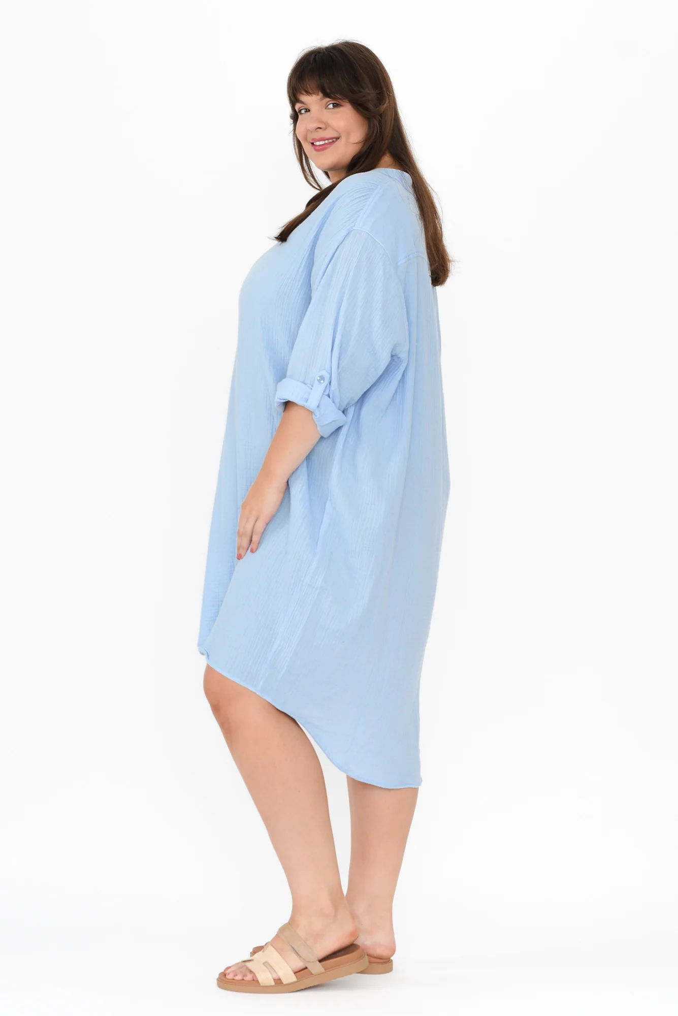 Tropez Blue Cotton Cheesecloth Kaftan