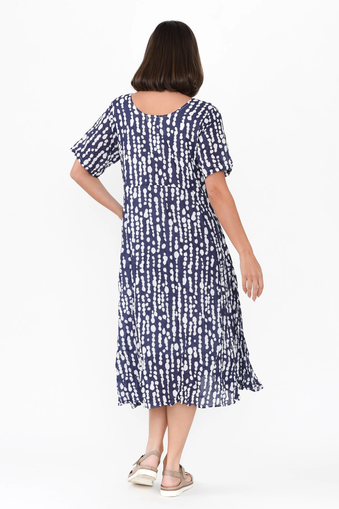 Wilton Navy Speckle Cotton Pocket Dress