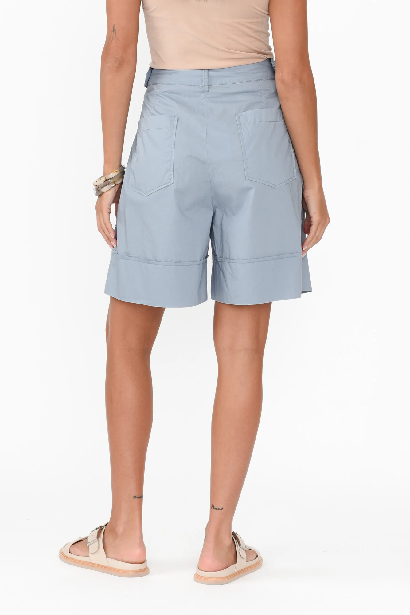 Harlyn Light Blue Cotton Shorts