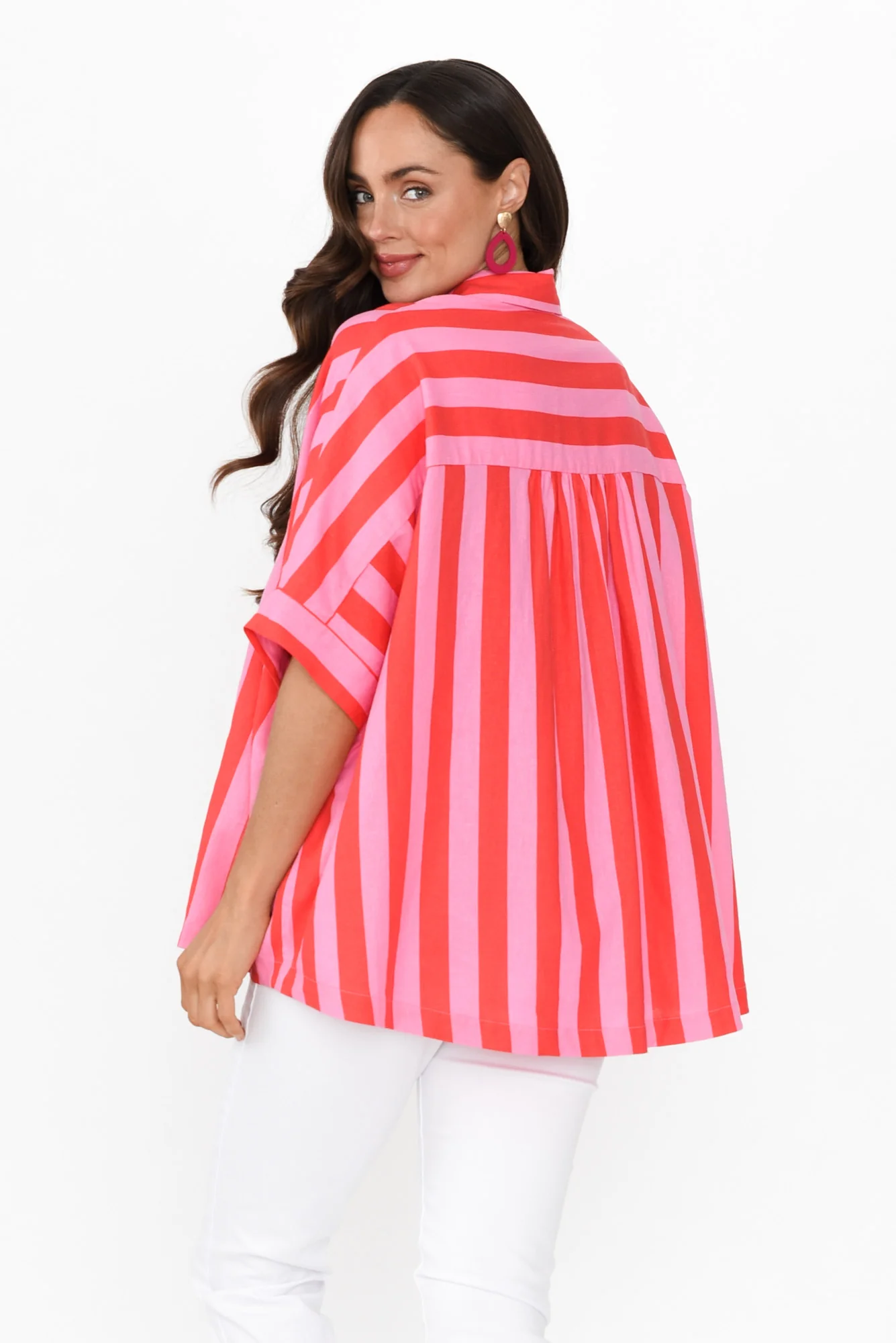 Palermo Pink Stripe Linen Blend Shirt