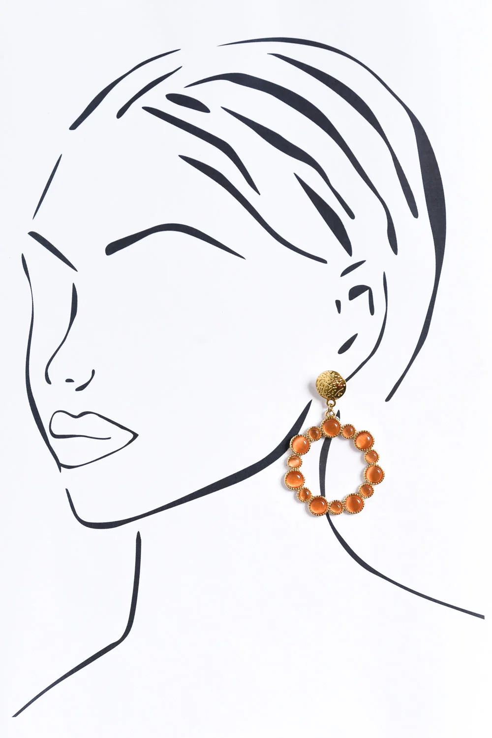 Lively Orange Crystal Circle Earrings