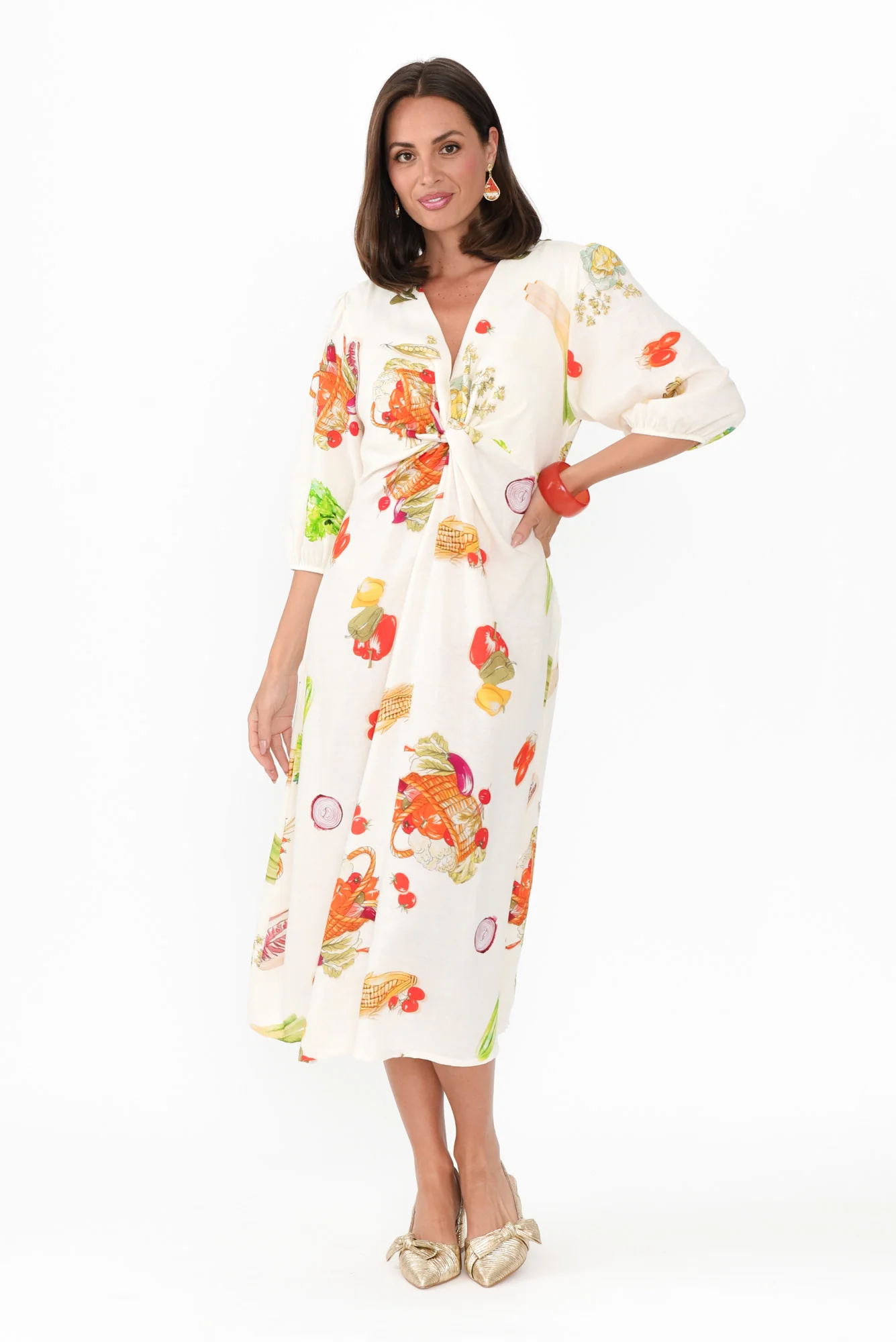 Jiselle White Harvest Linen Blend Dress