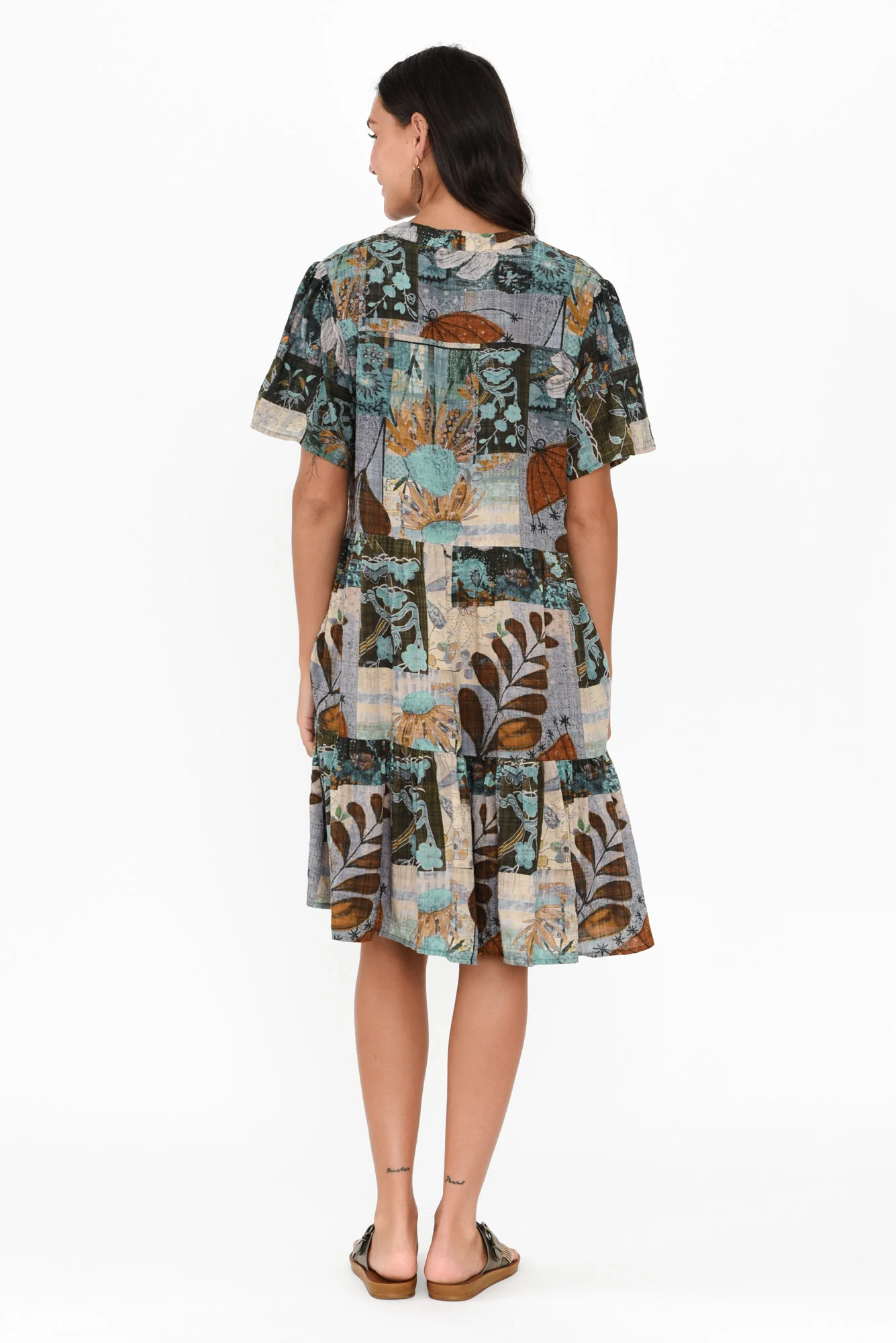 Dora Blue Floral Pleated Dress