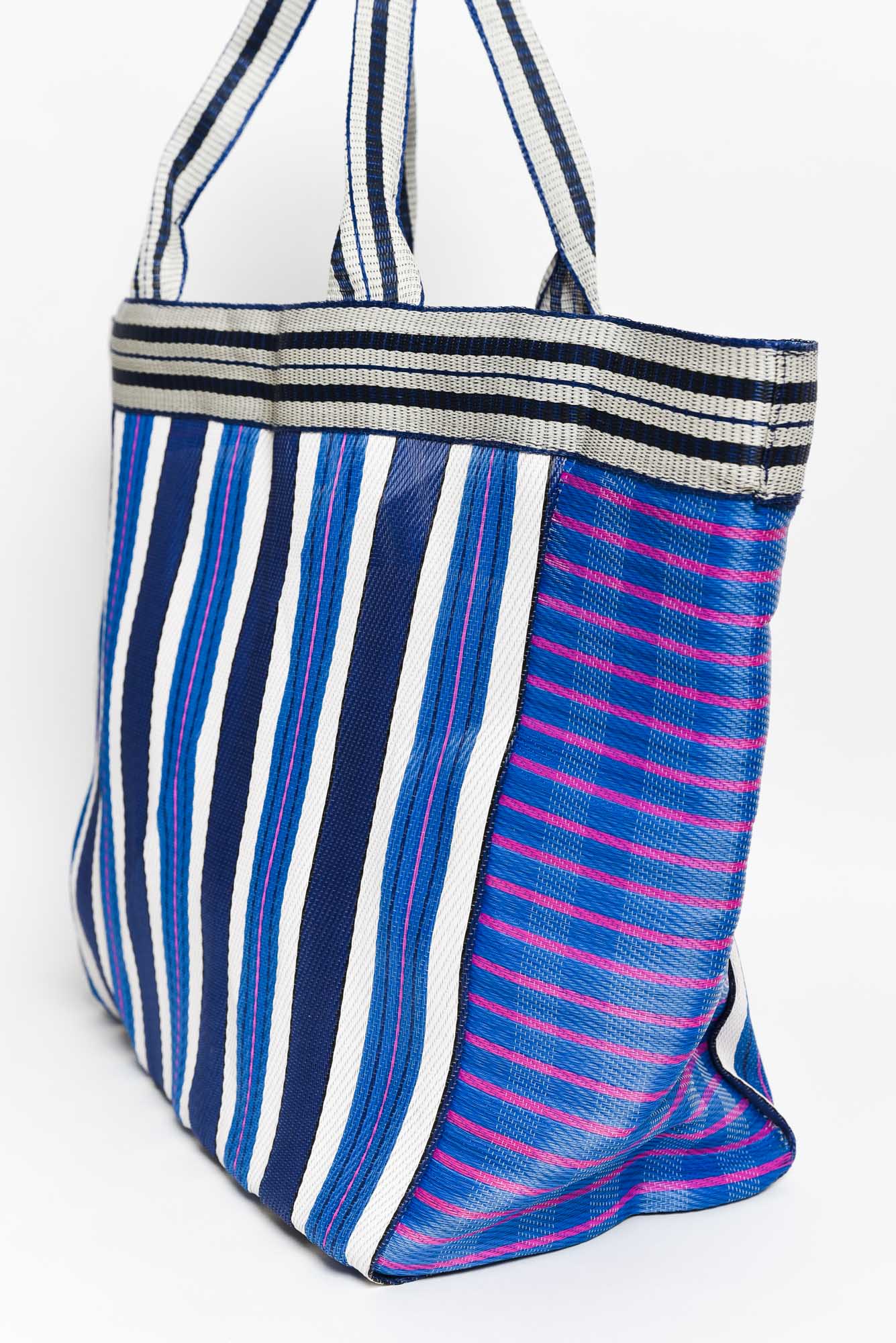 Lyndal Blue Stripe Large Tote Bag