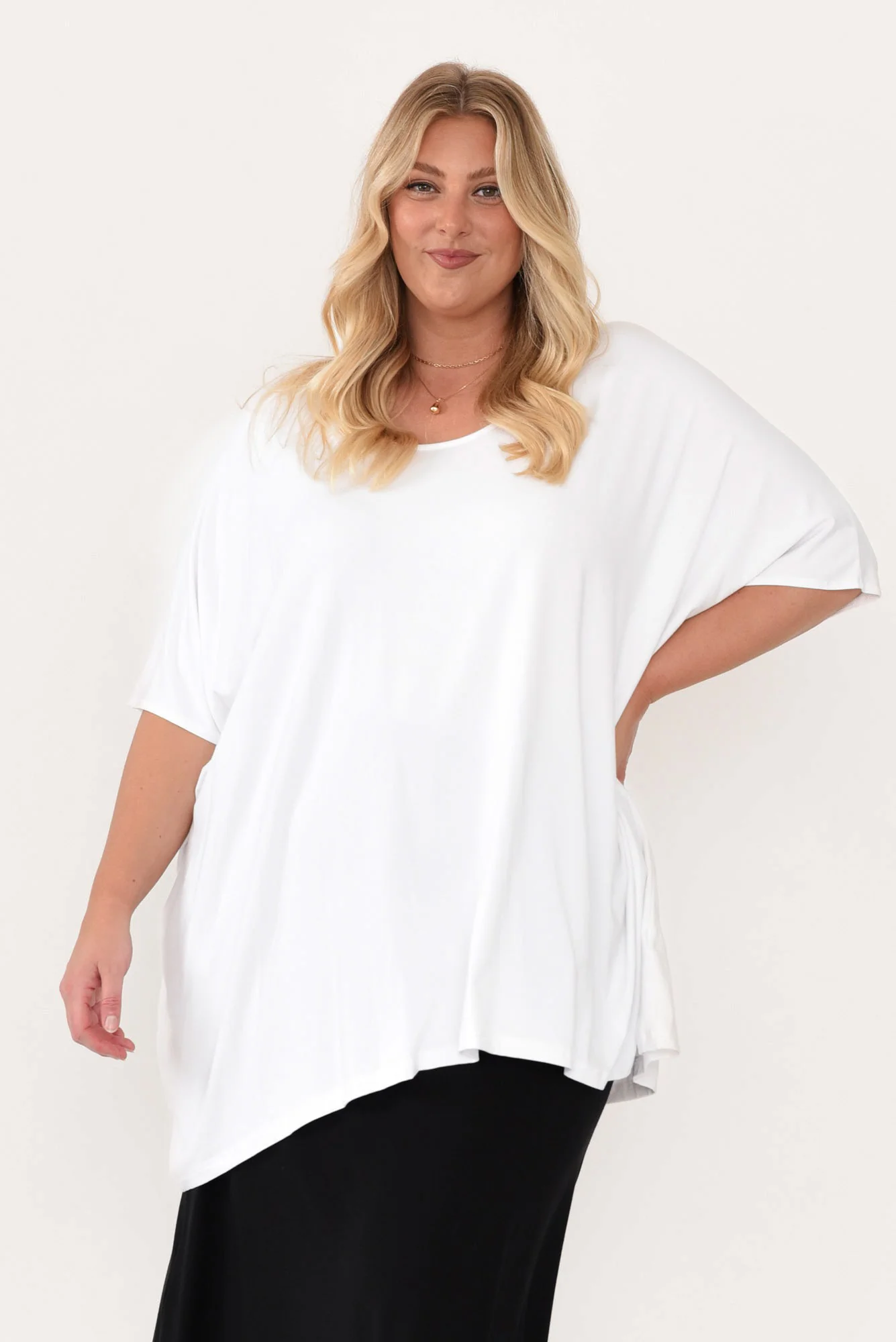 Sorronda White Bamboo Batwing Top