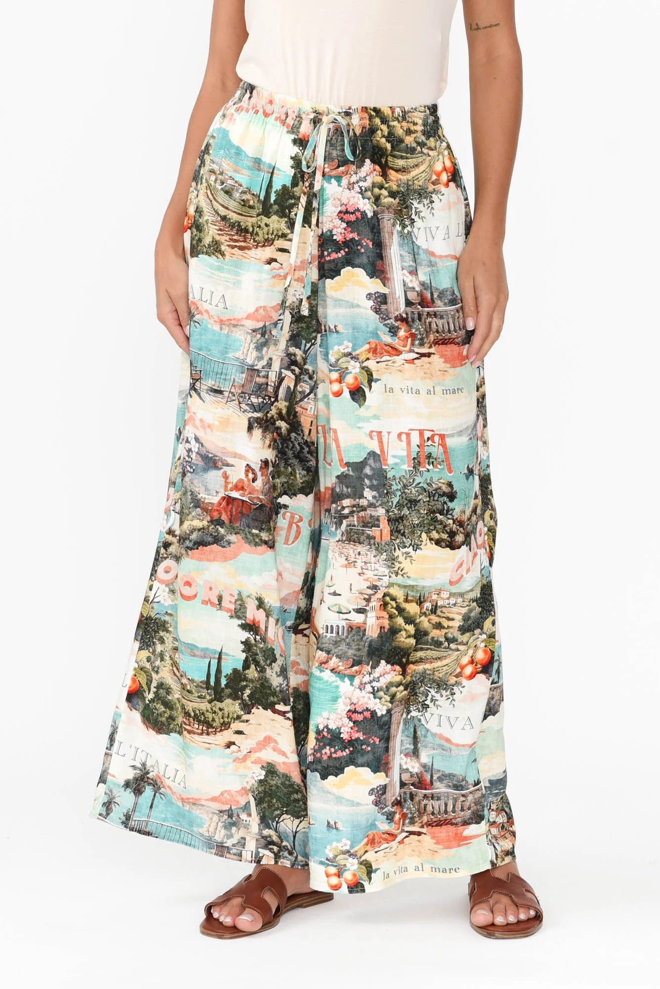 Julius Blue Island Linen Blend Pants