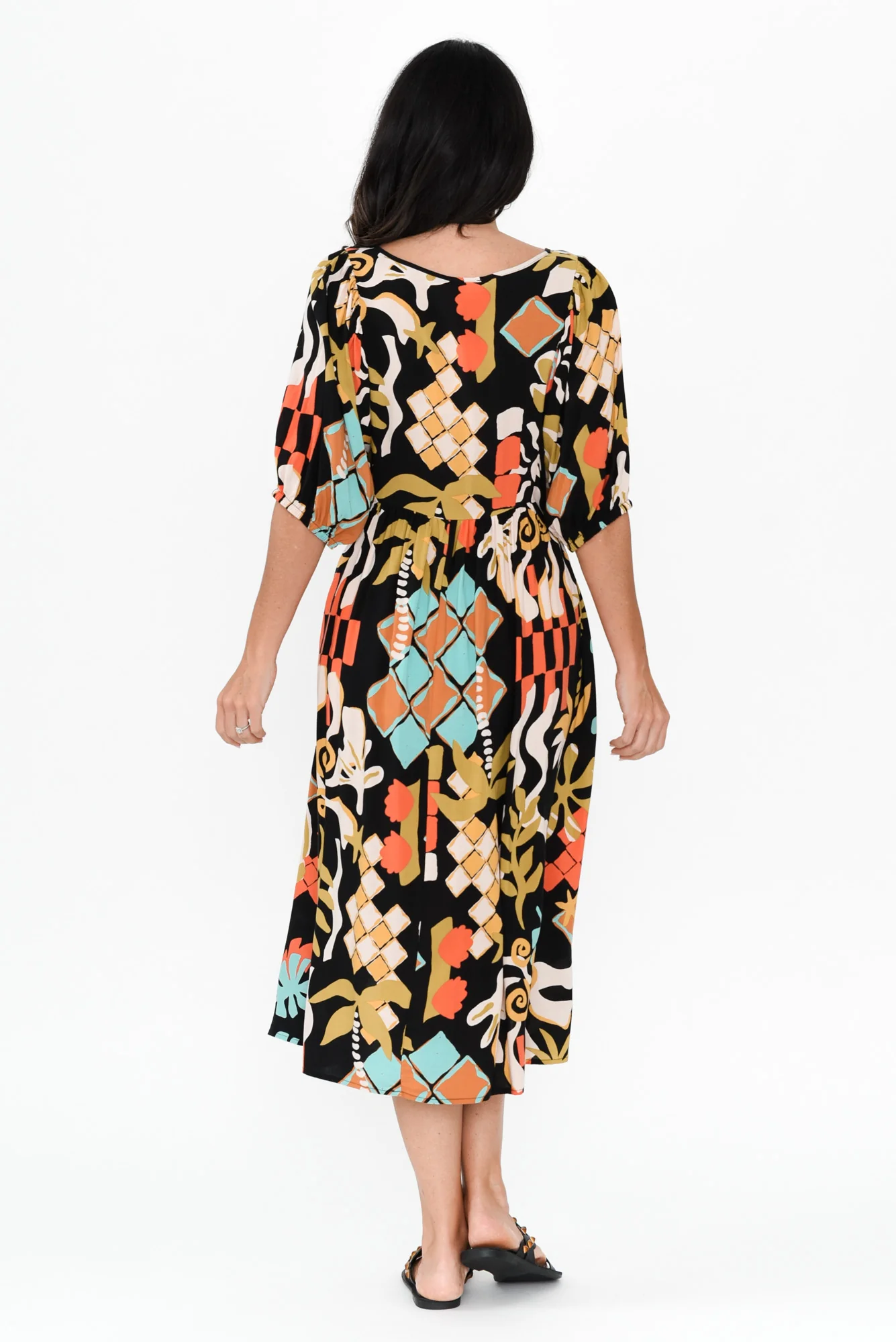 Pansy Black Tile Pocket Dress