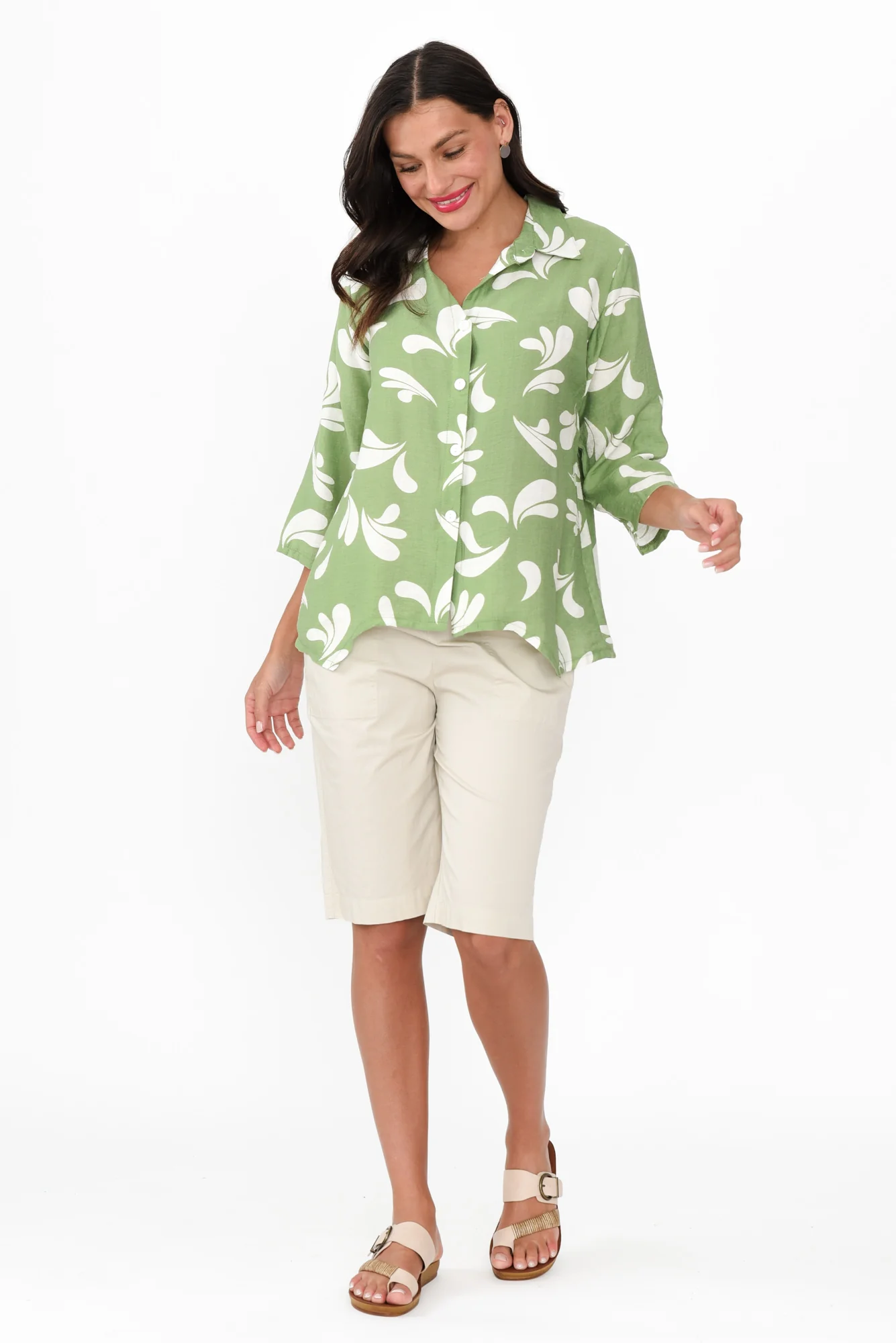Myah Green Splash Collared Shirt
