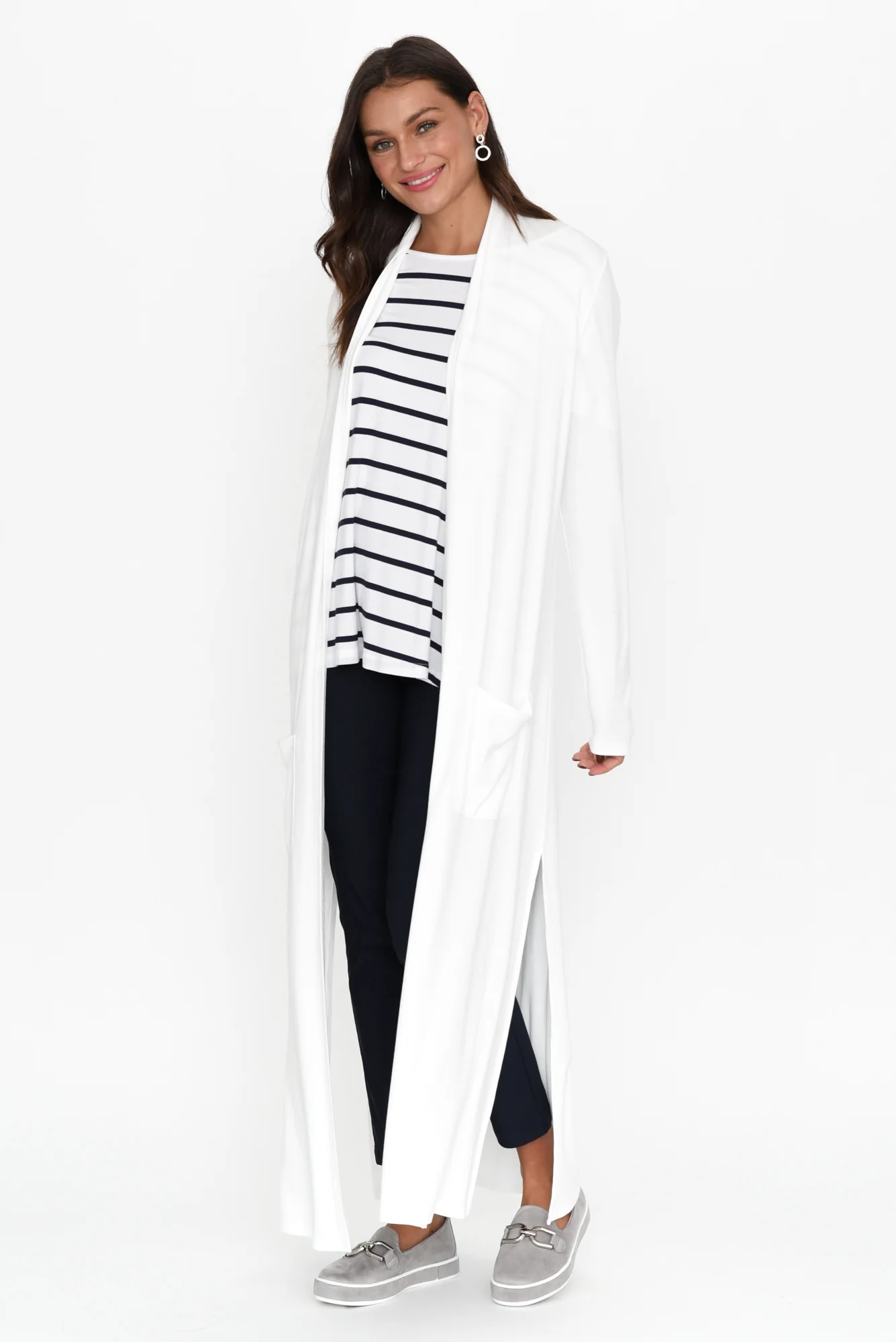 Farren Cream Bamboo Ribbed Pocket Cardigan