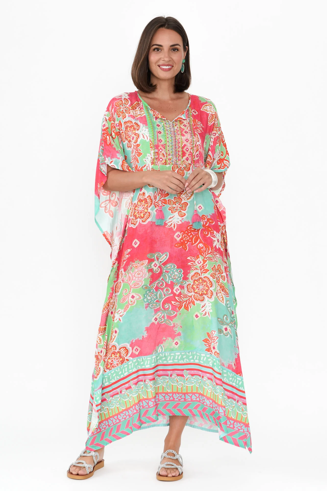 Sheniz Pink Floral Kaftan