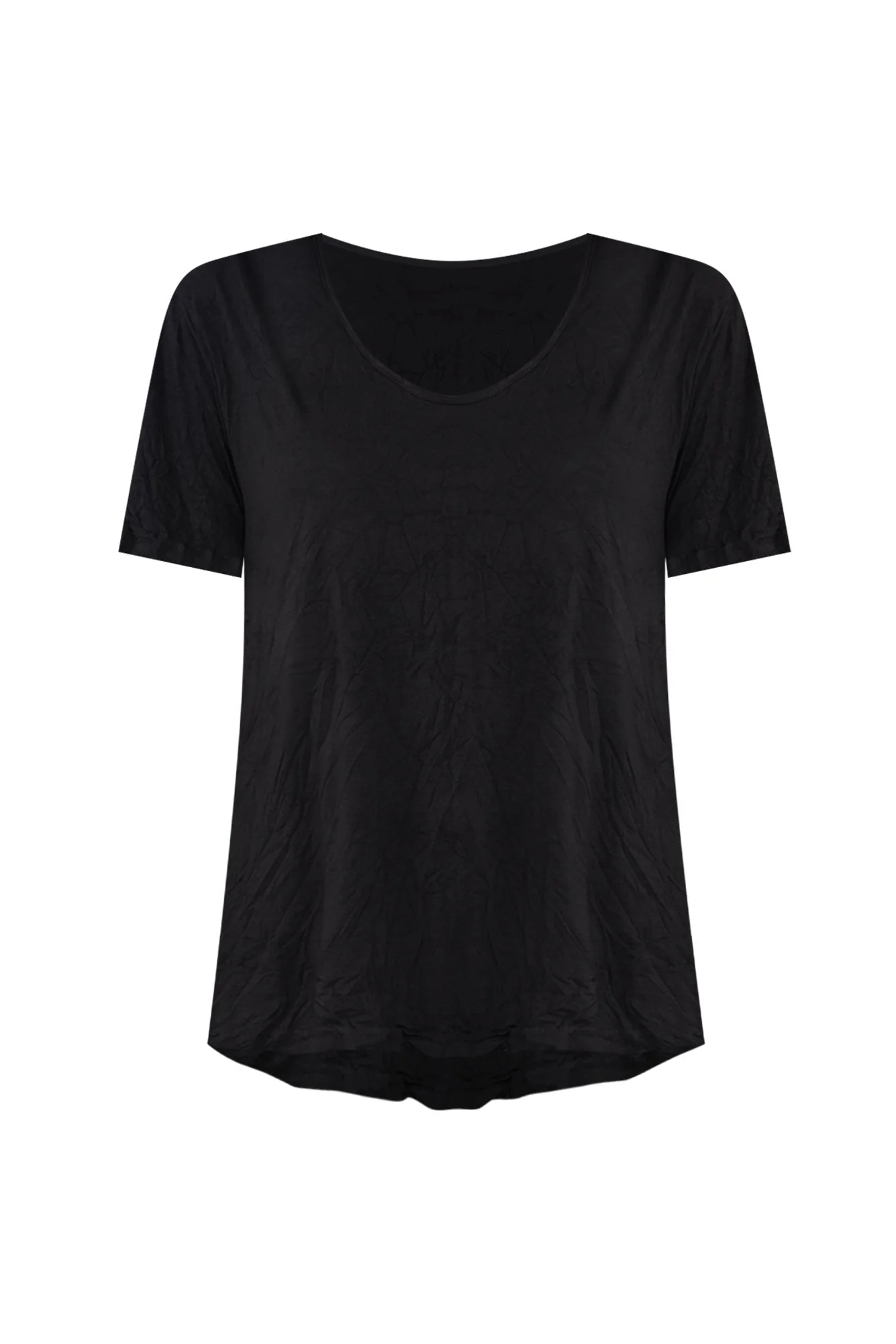 Marley Black Crinkle Cotton Short Sleeve Top