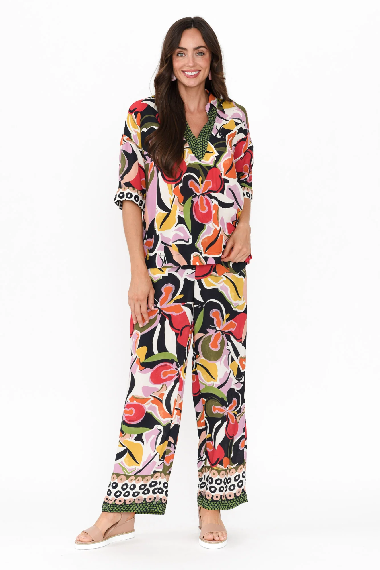 Feature Black Tropical Pant