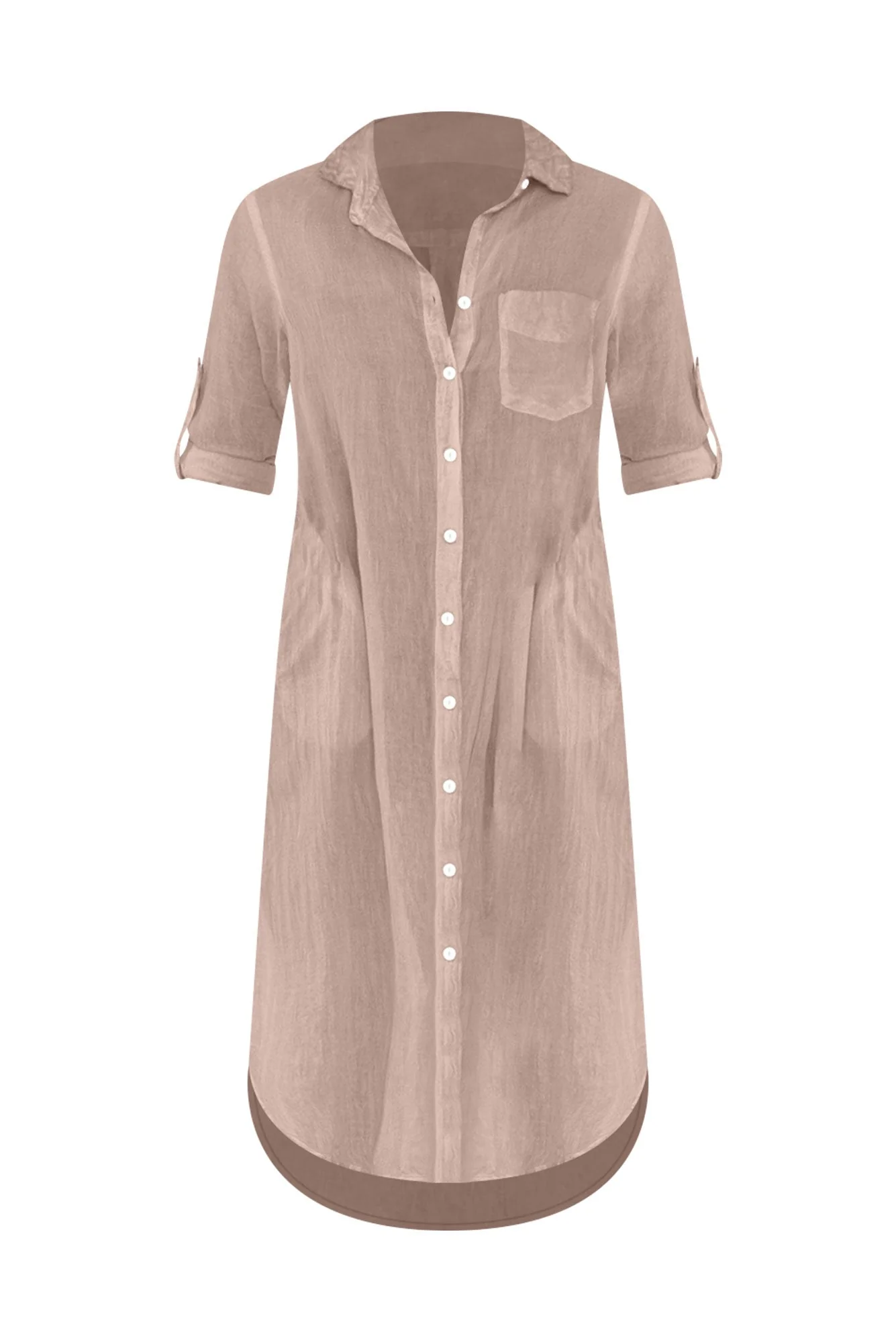 Hailey Taupe Cotton Button Kaftan