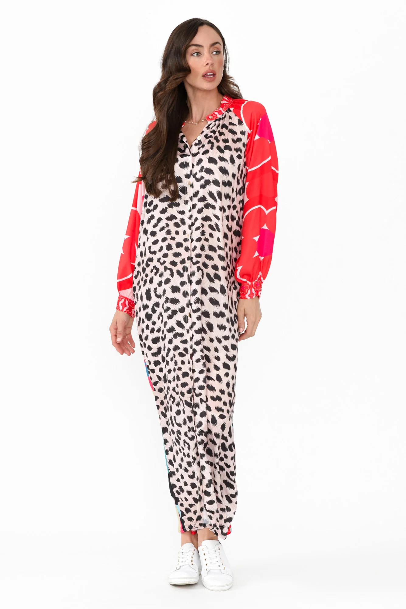 Maeva Red Leopard Shirt Dress
