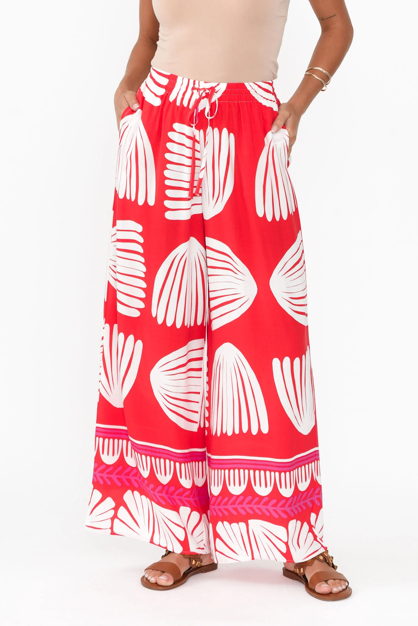 Olinda Red Shell Drawstring Pants