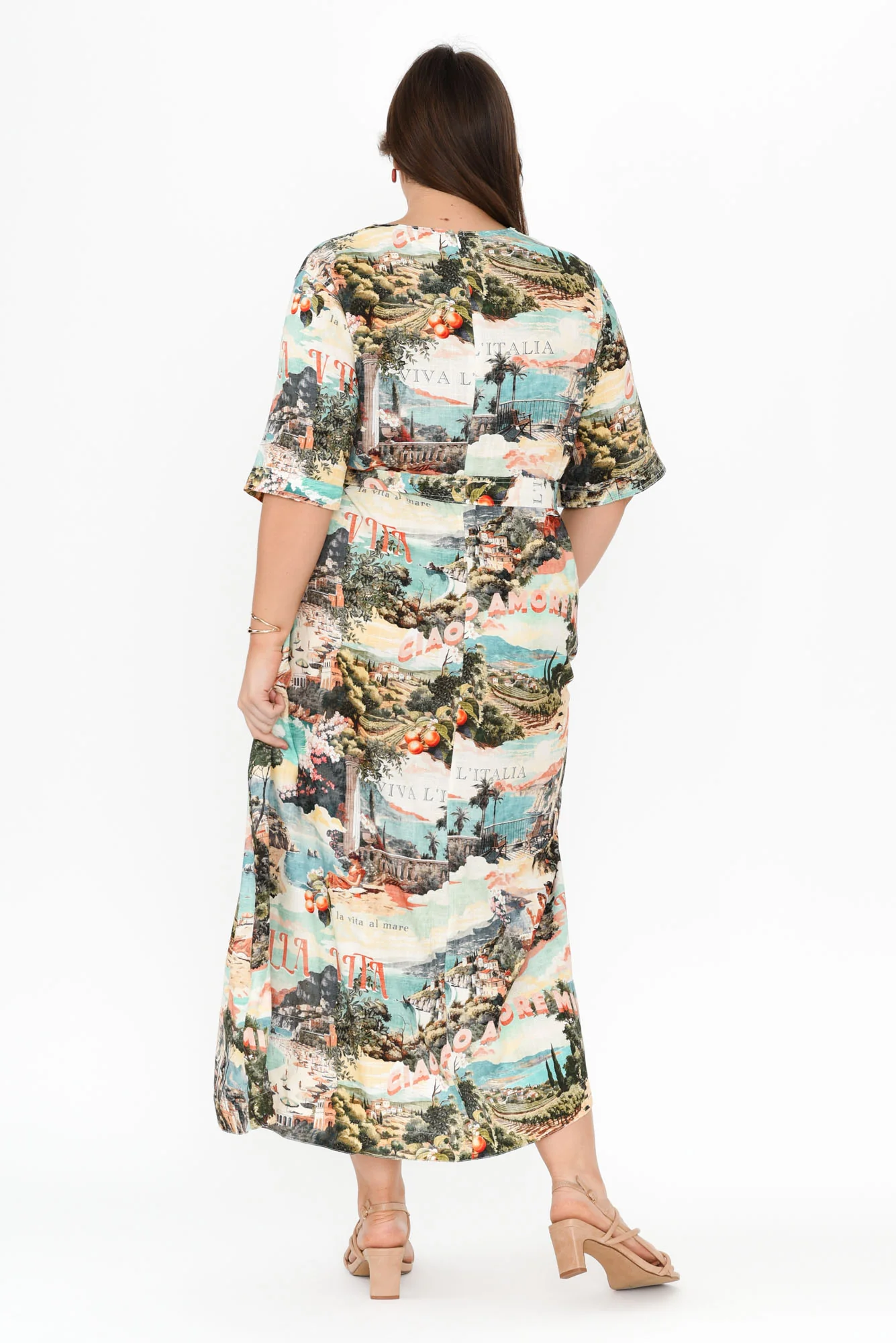 Inara Blue Island Linen Blend Dress