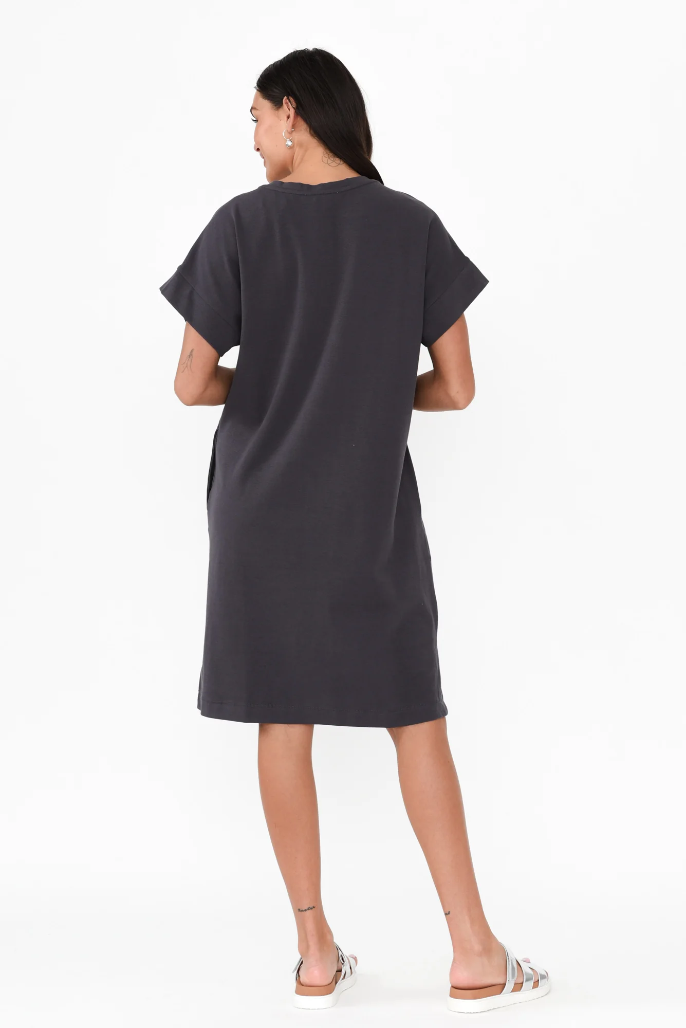 Elise Steel V Neck T-Shirt Dress