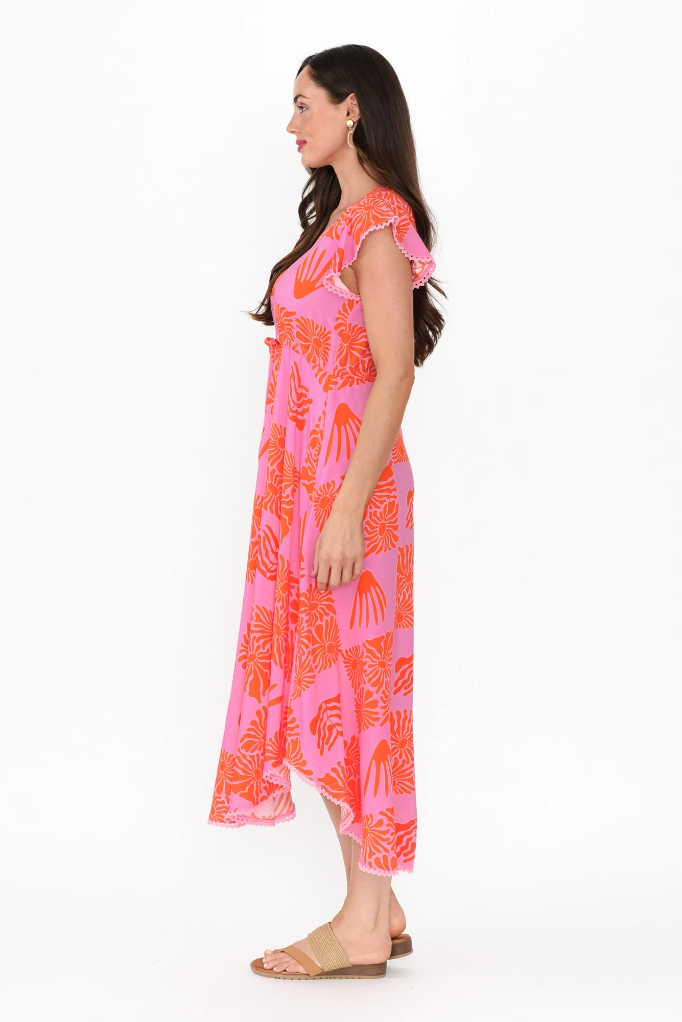 Libby Pink Ripple Midi Dress