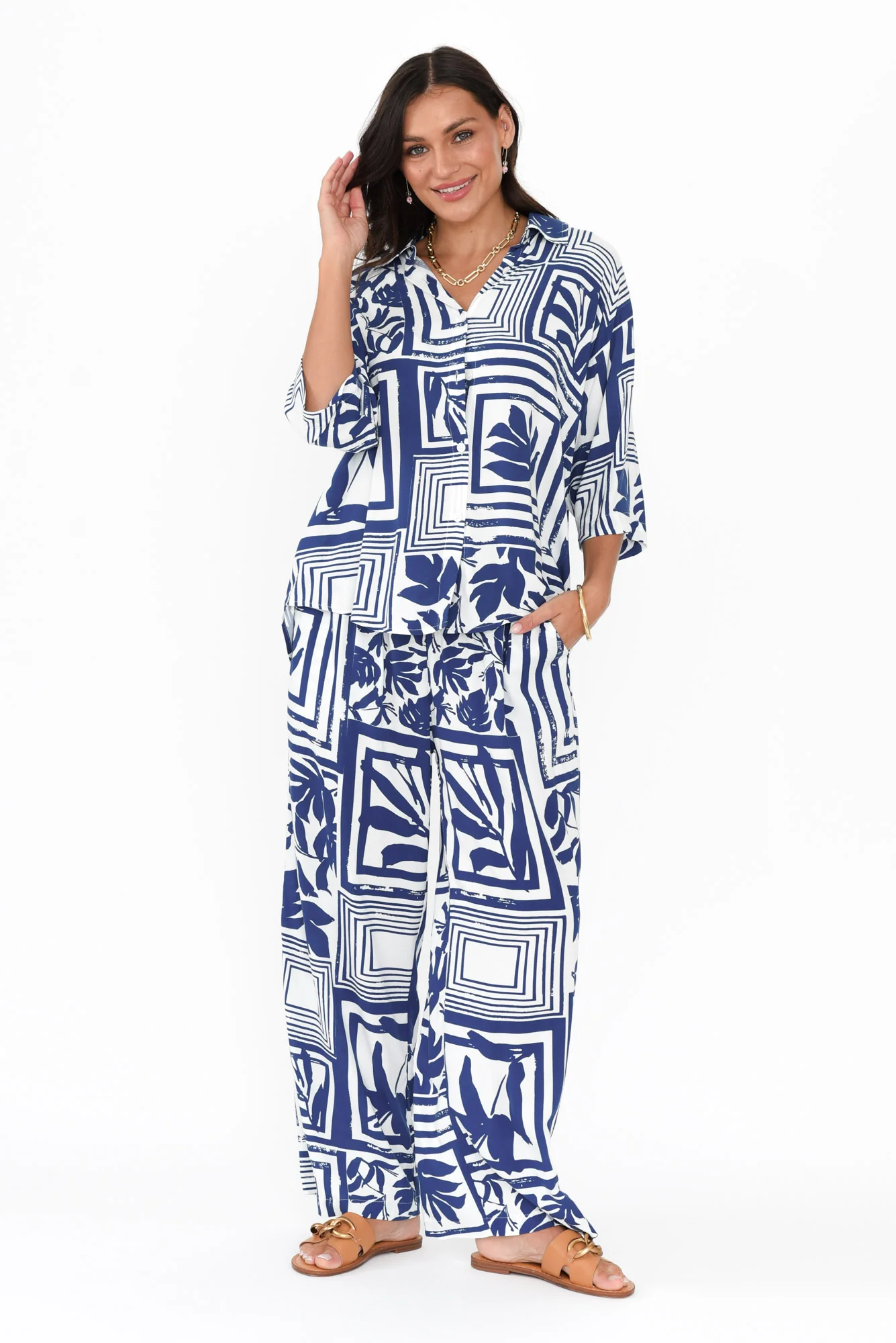 Lexie Blue Tile Shirt