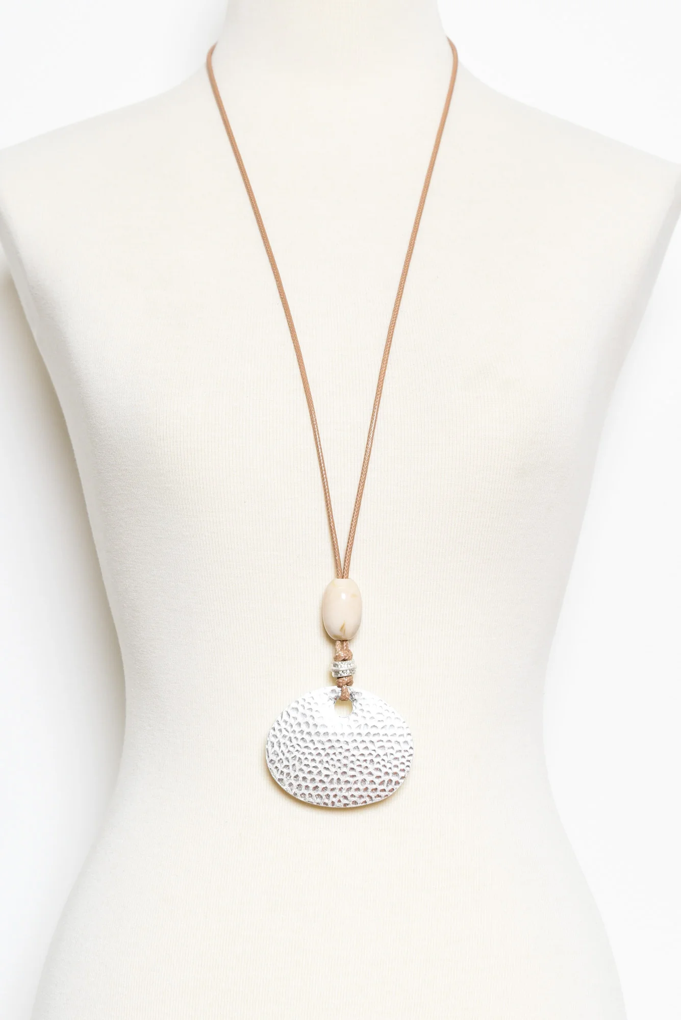 Kim Silver Disc Pendant Necklace