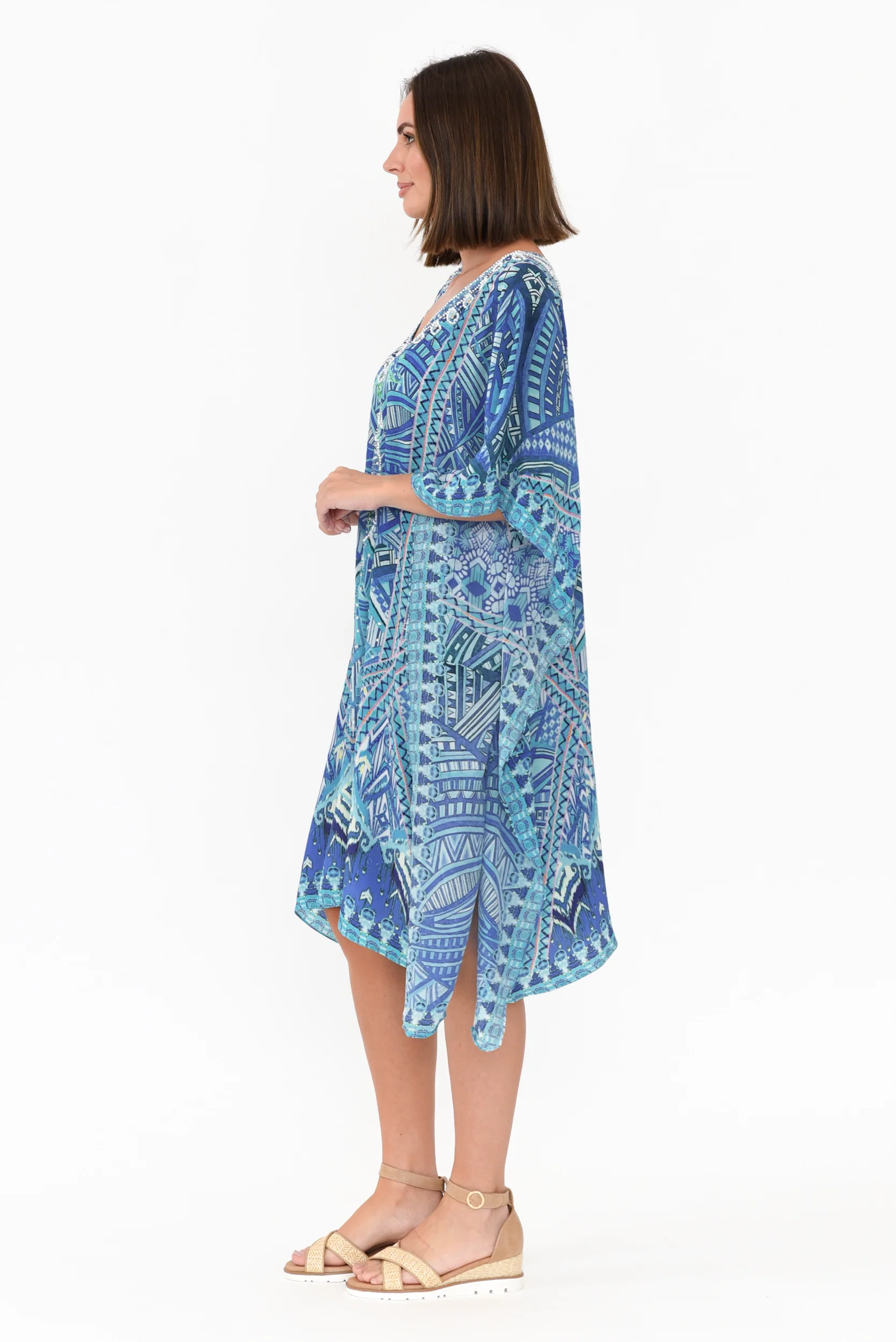 Emen Blue Silk Kaftan
