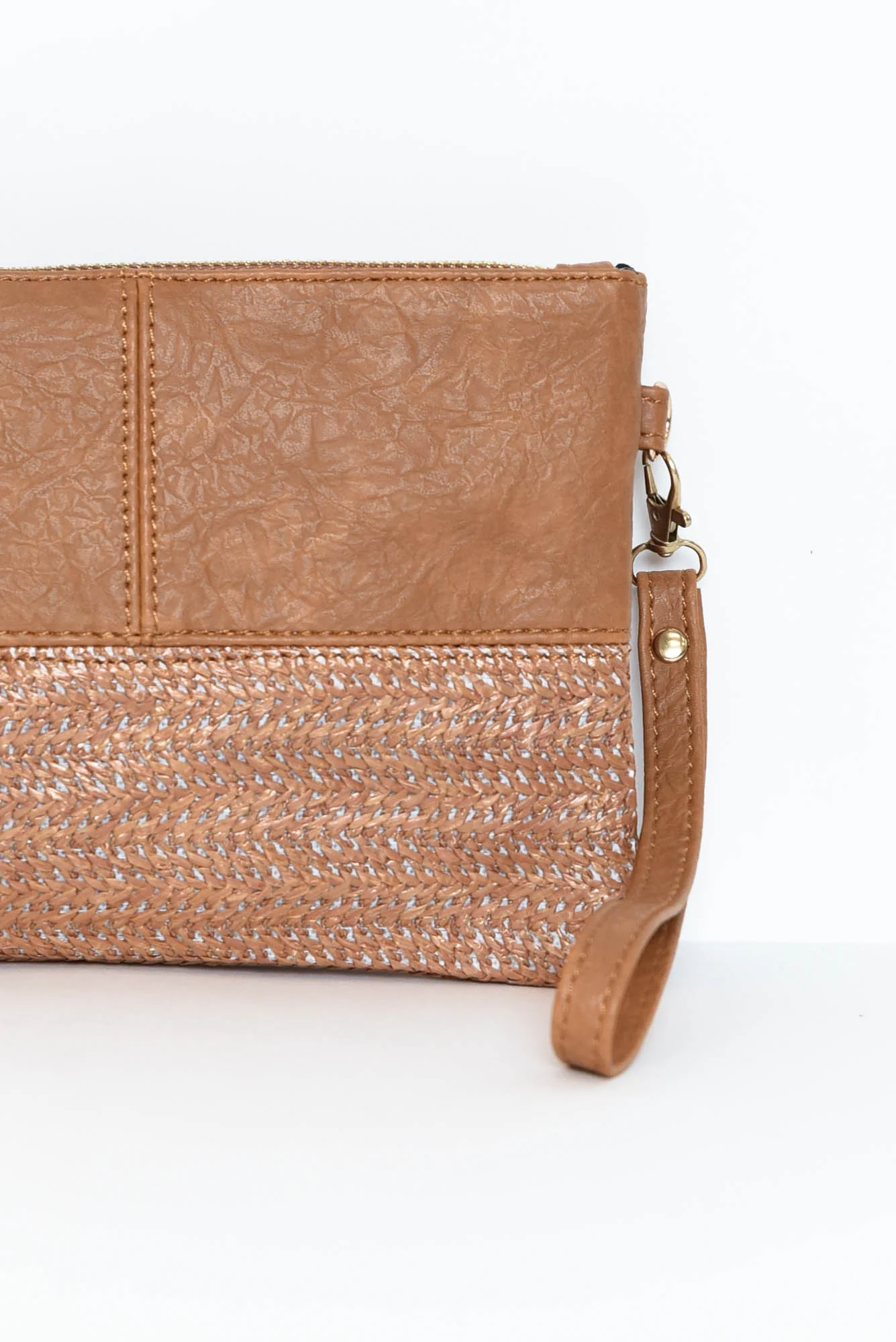 Nala Tan Woven Crossbody Bag