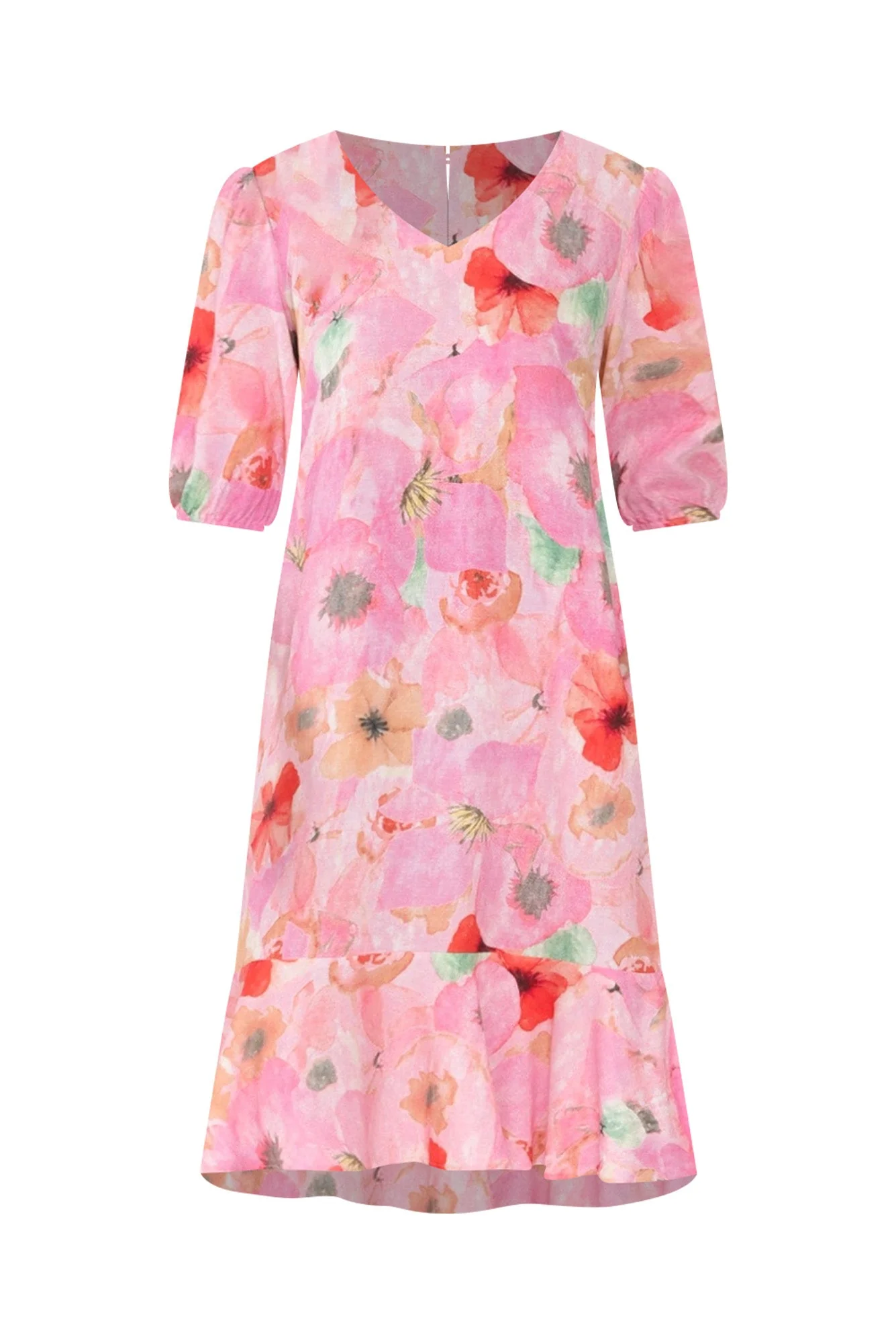 Milos Pink Poppy Linen Blend Dress