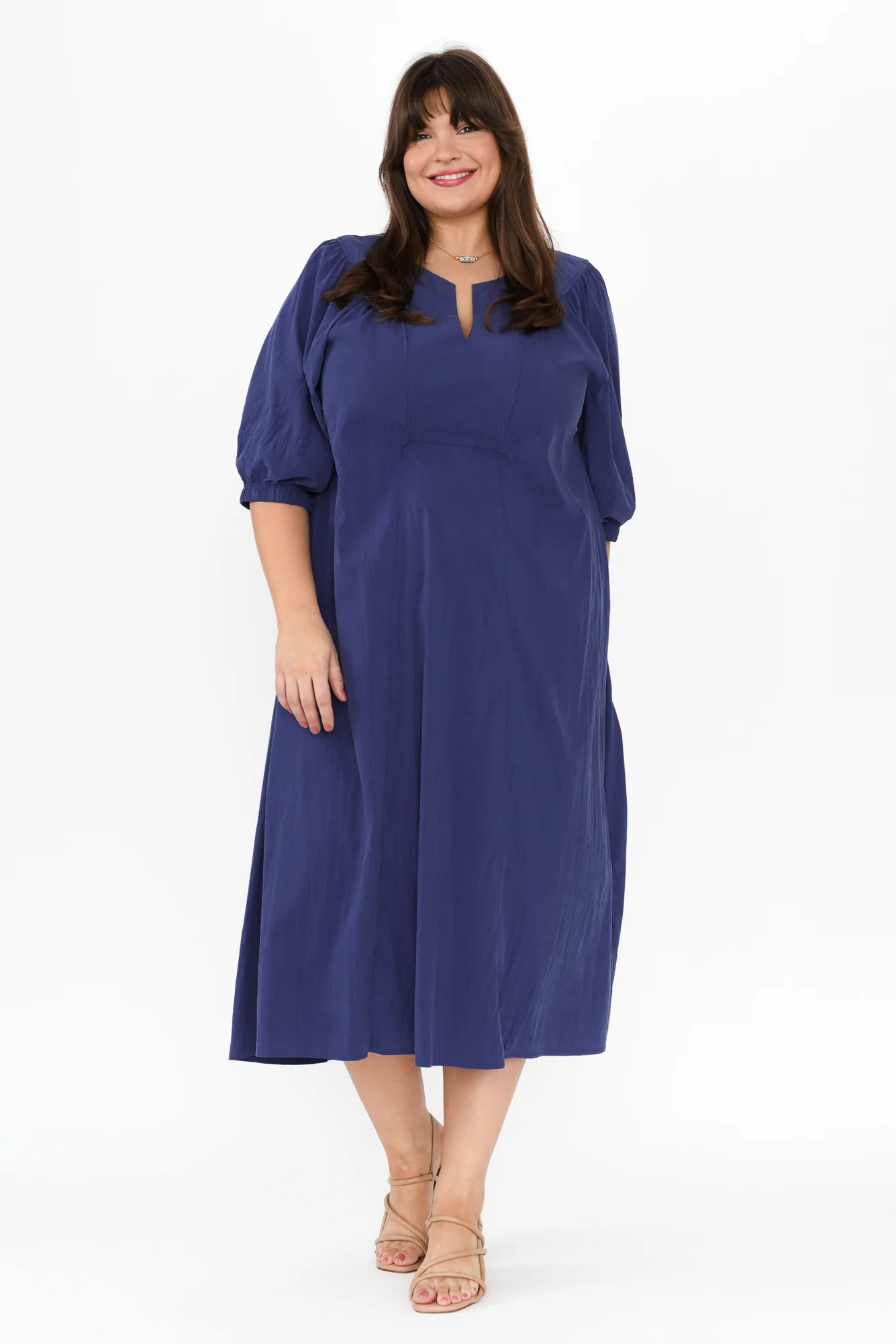 Nellie Blue Pocket Midi Dress